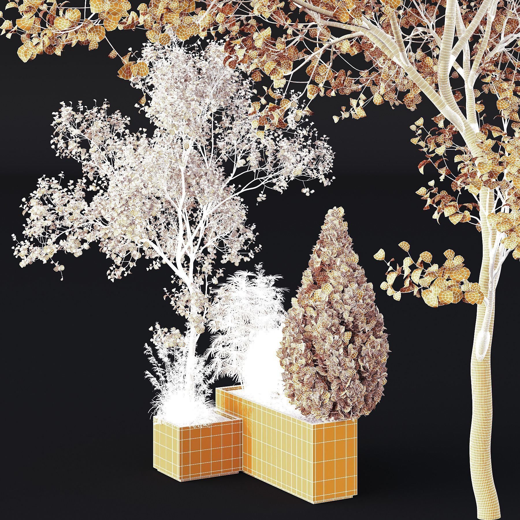 HQ Tree and bush garden box outdoor VOL 05 3D model_3