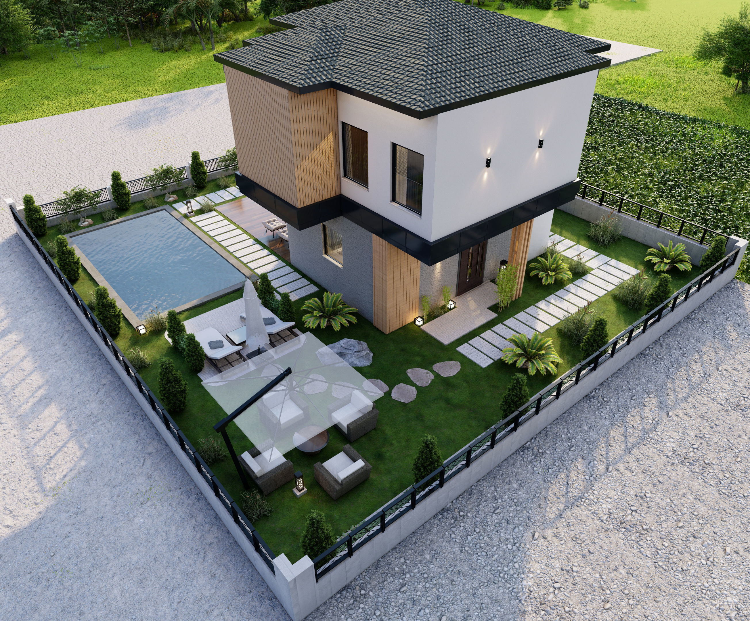 modern villa code 62 3D model_2