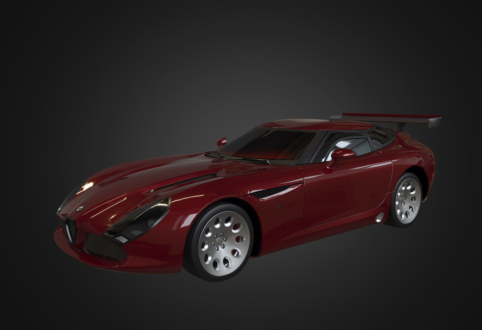 Alfa Romeo TZ3 Stradale Zagato 2011  Low-poly 3D model_11
