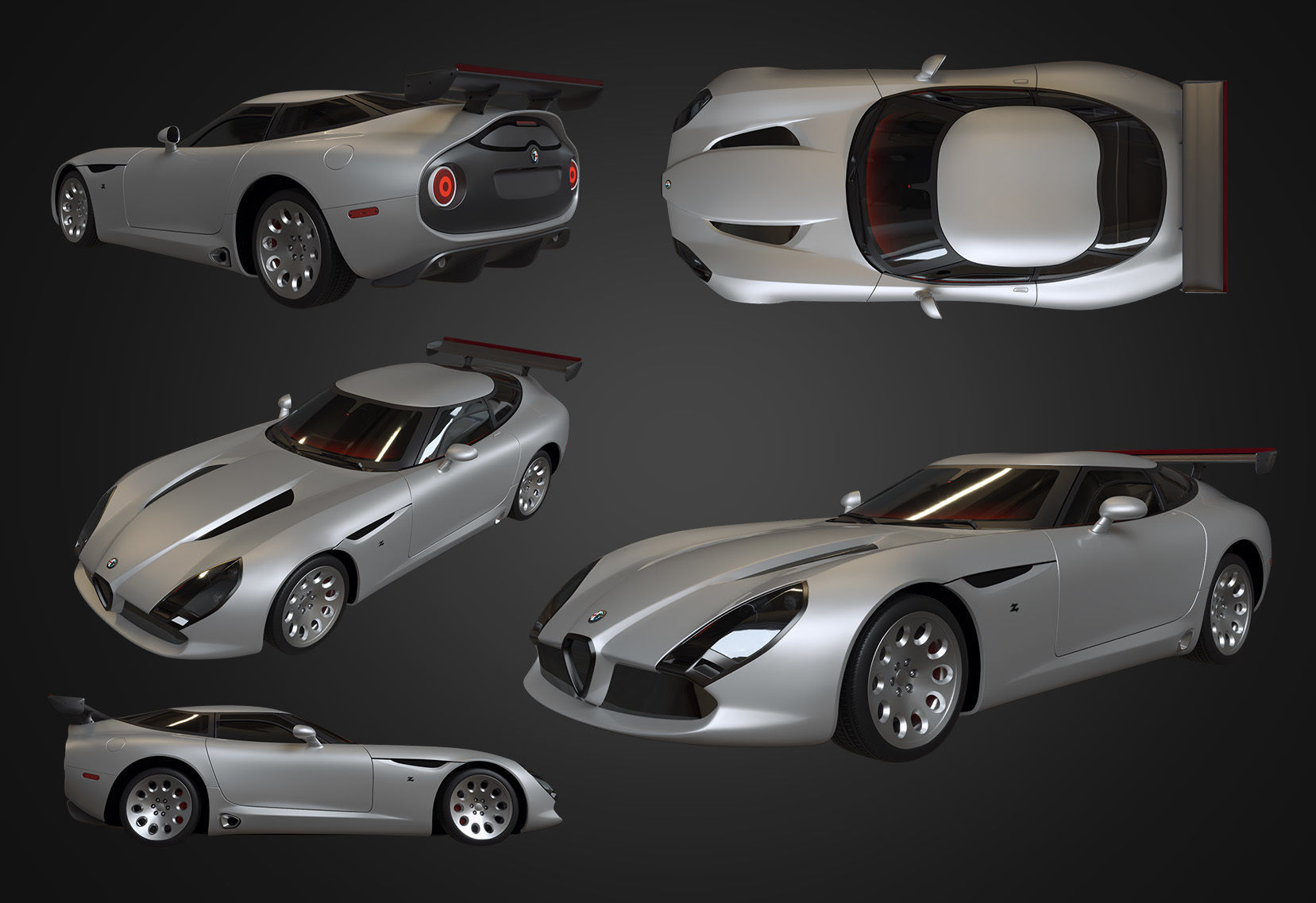 Alfa Romeo TZ3 Stradale Zagato 2011  Low-poly 3D model_1