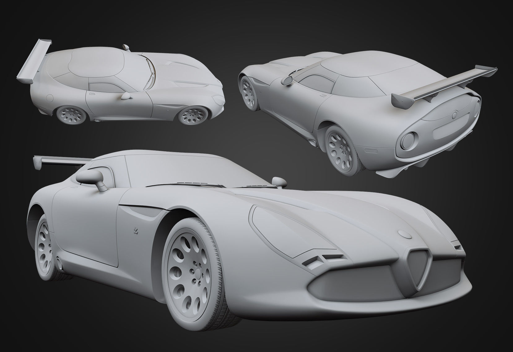 Alfa Romeo TZ3 Stradale Zagato 2011  Low-poly 3D model_18