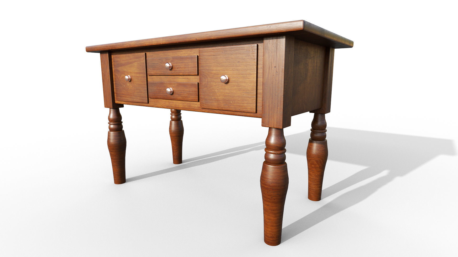 Wooden Table Low-poly 3D model_1