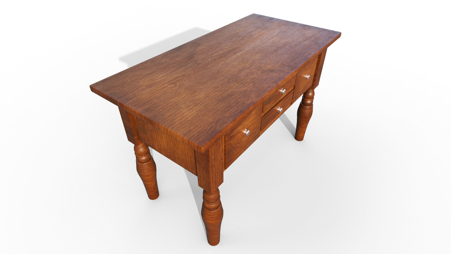 Wooden Table Low-poly 3D model_4