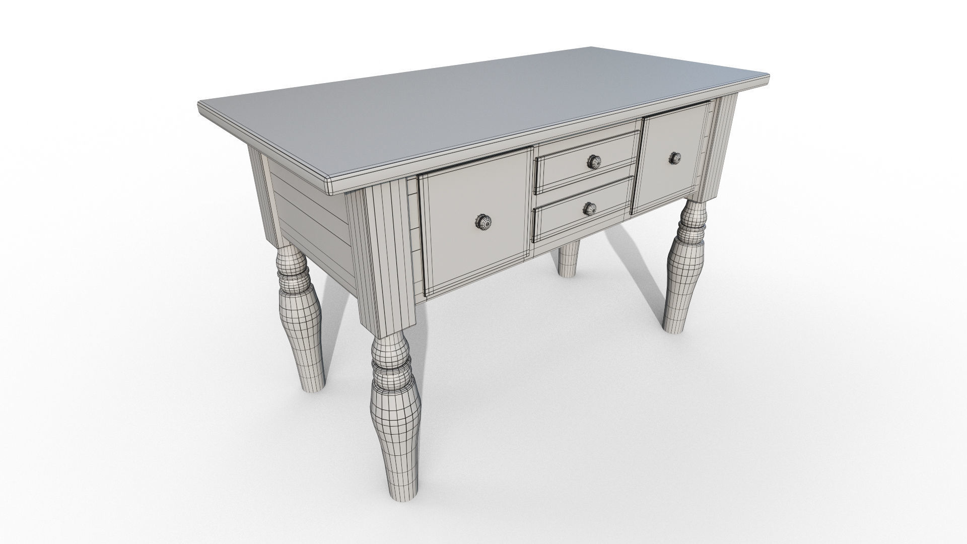 Wooden Table Low-poly 3D model_5