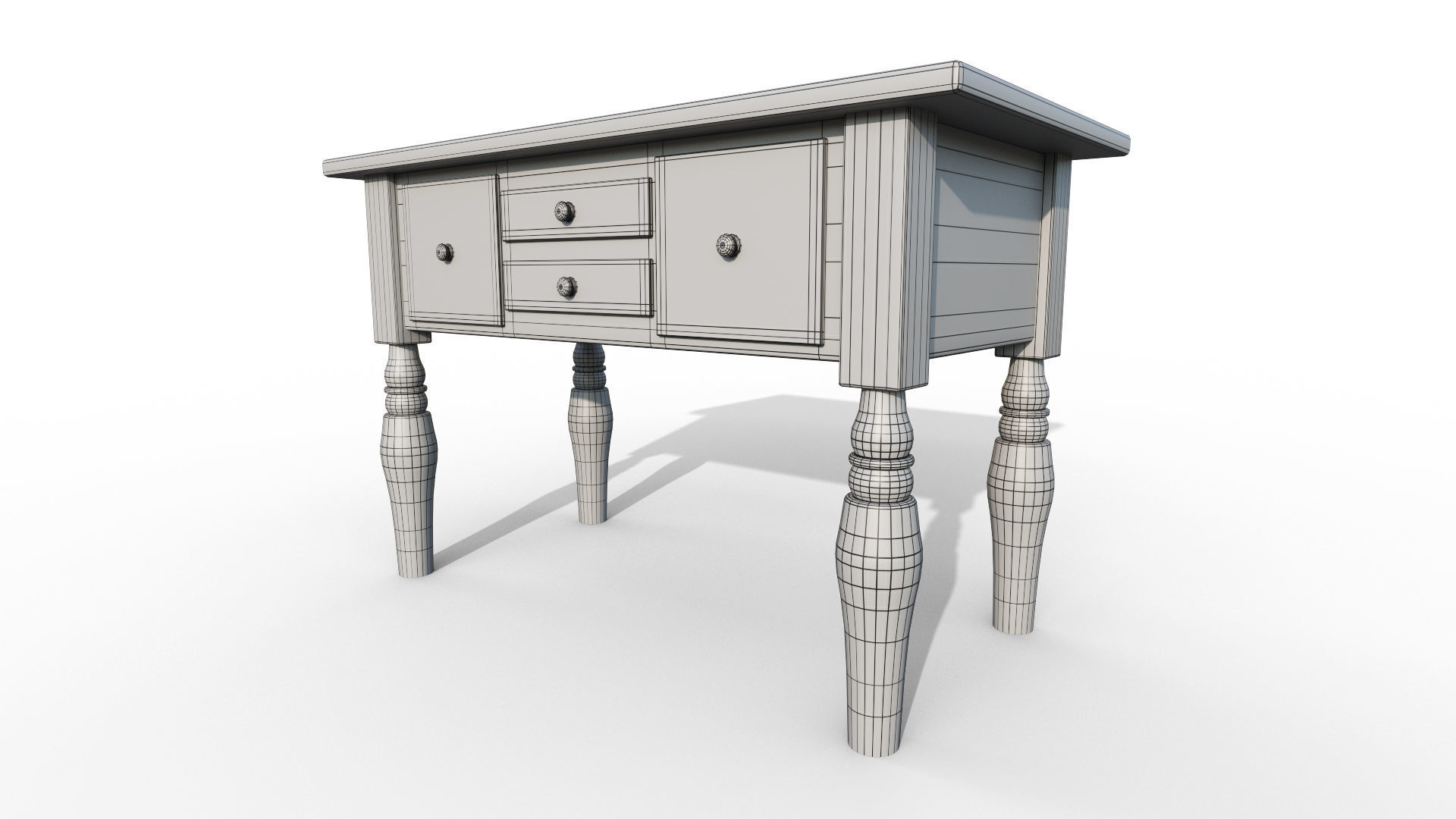 Wooden Table Low-poly 3D model_6