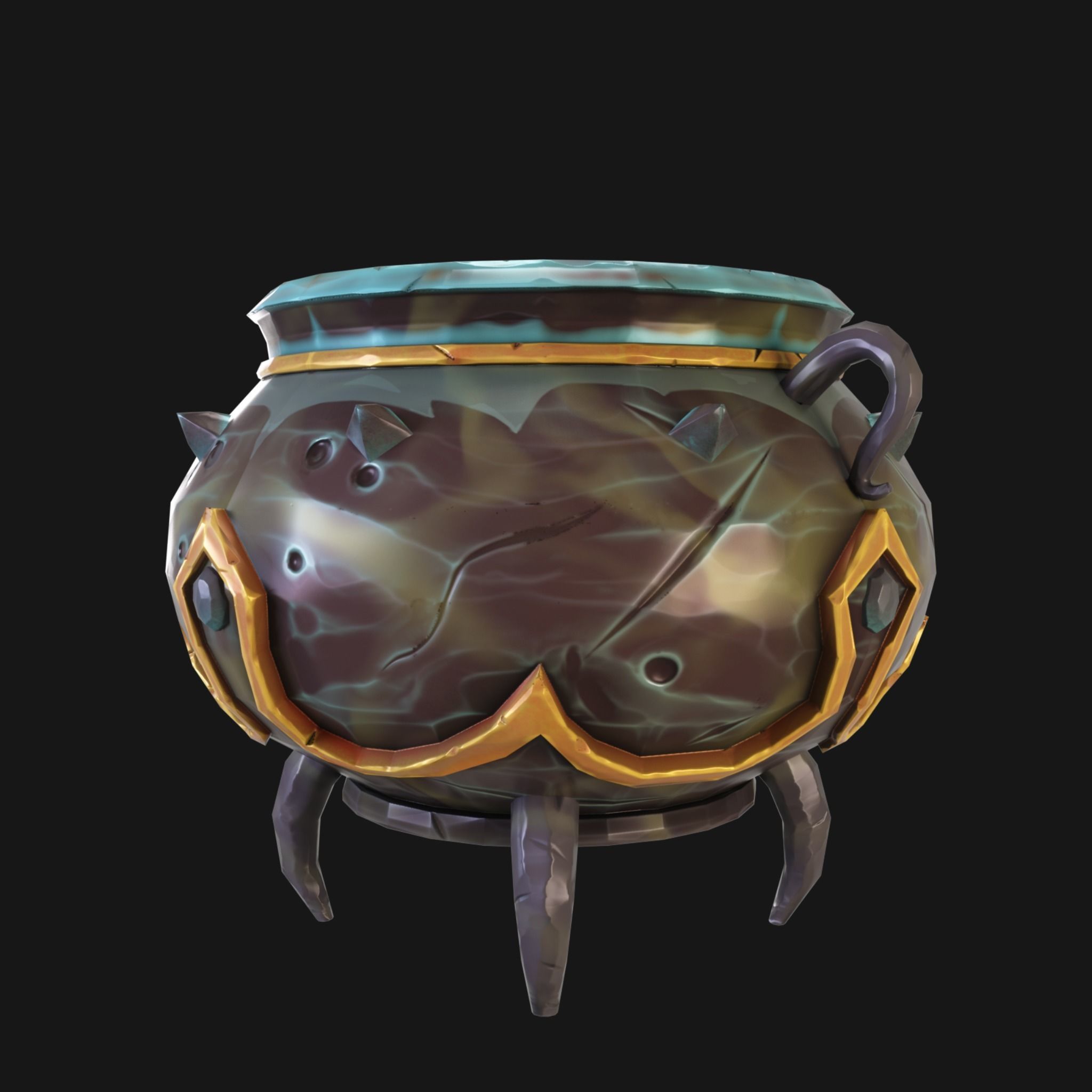 Stylized Magical Kettle Low-poly 3D model_3