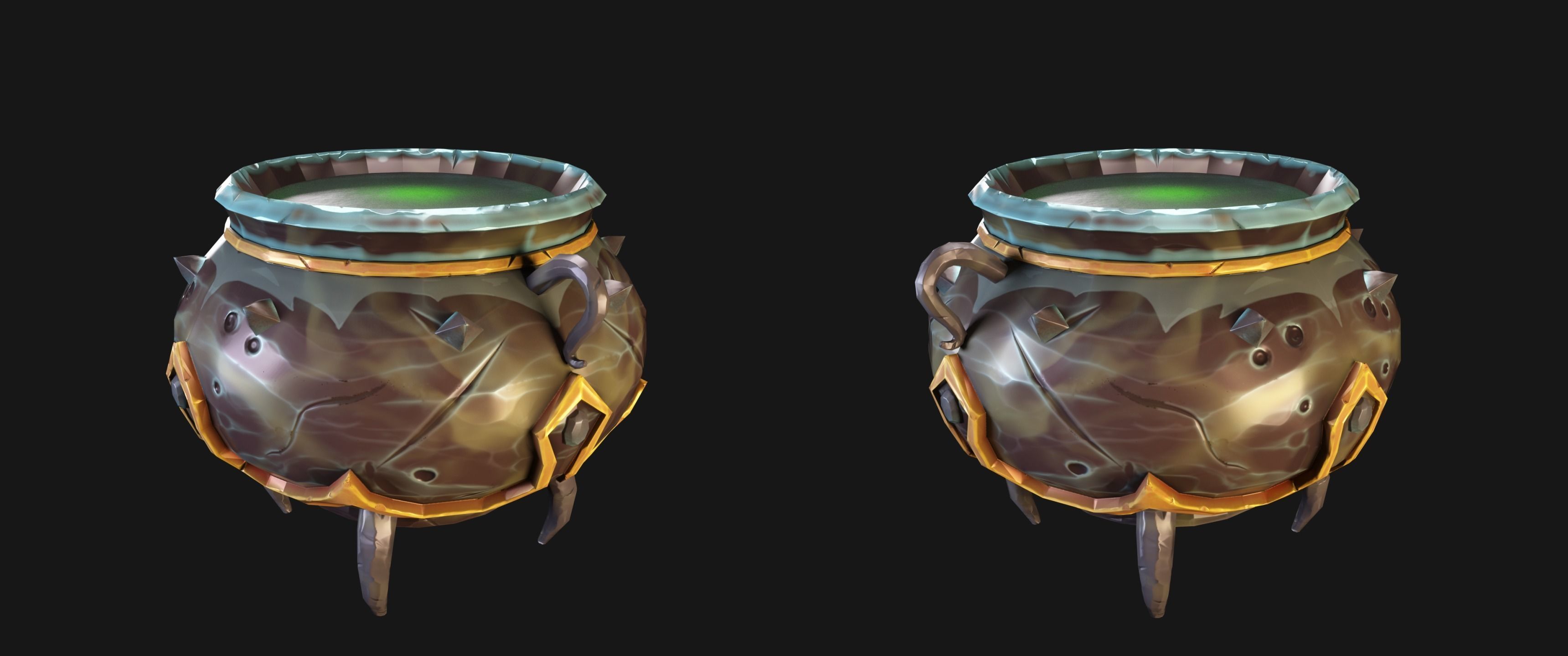 Stylized Magical Kettle Low-poly 3D model_2