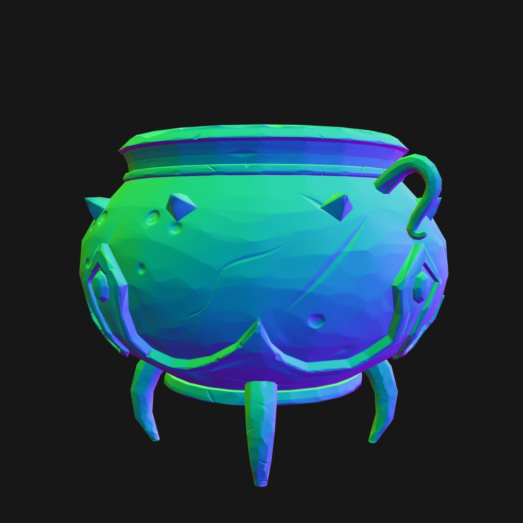 Stylized Magical Kettle Low-poly 3D model_4
