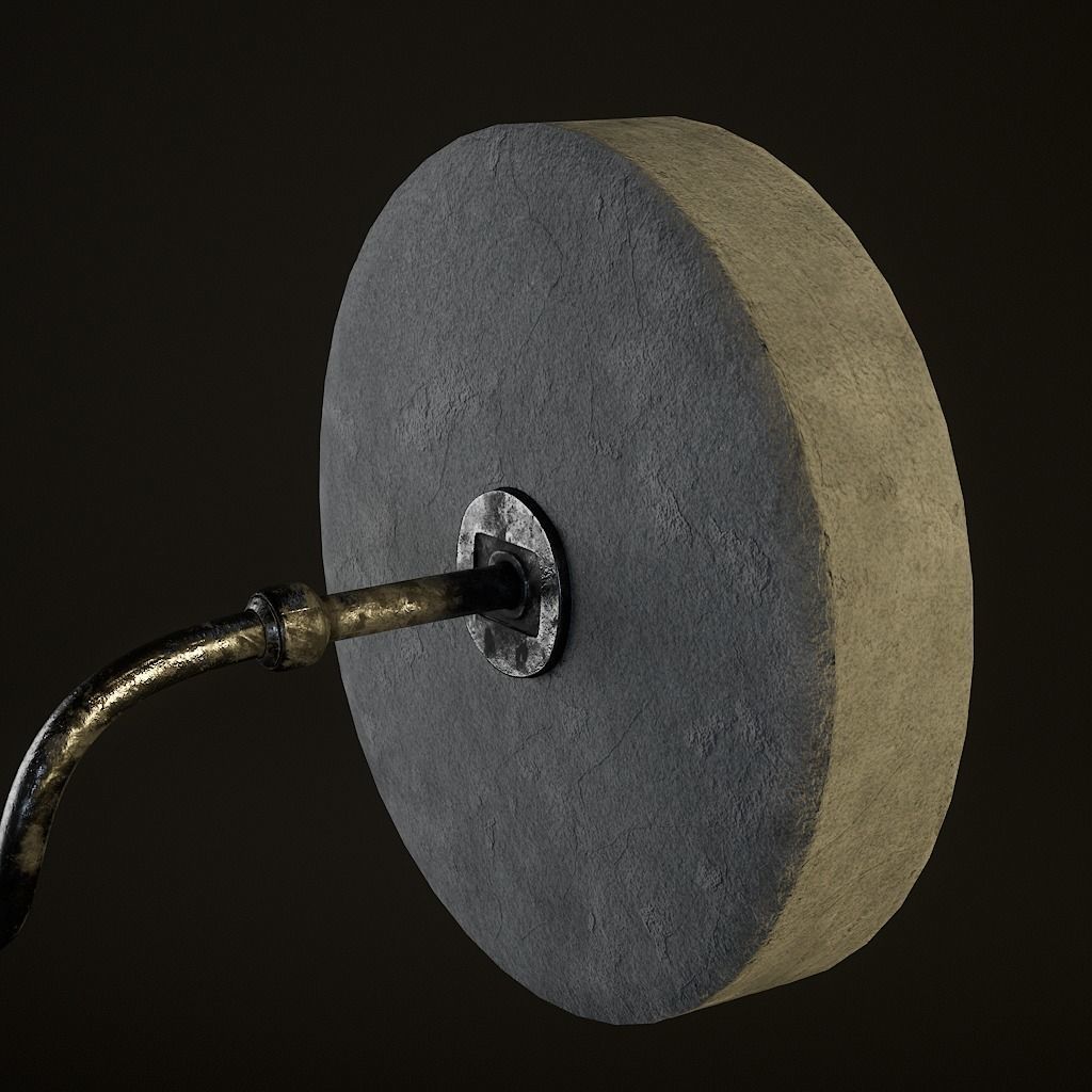 medieval grinding wheel Low-poly 3D model_3