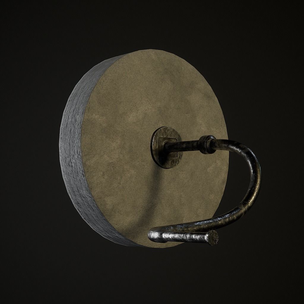 medieval grinding wheel Low-poly 3D model_4
