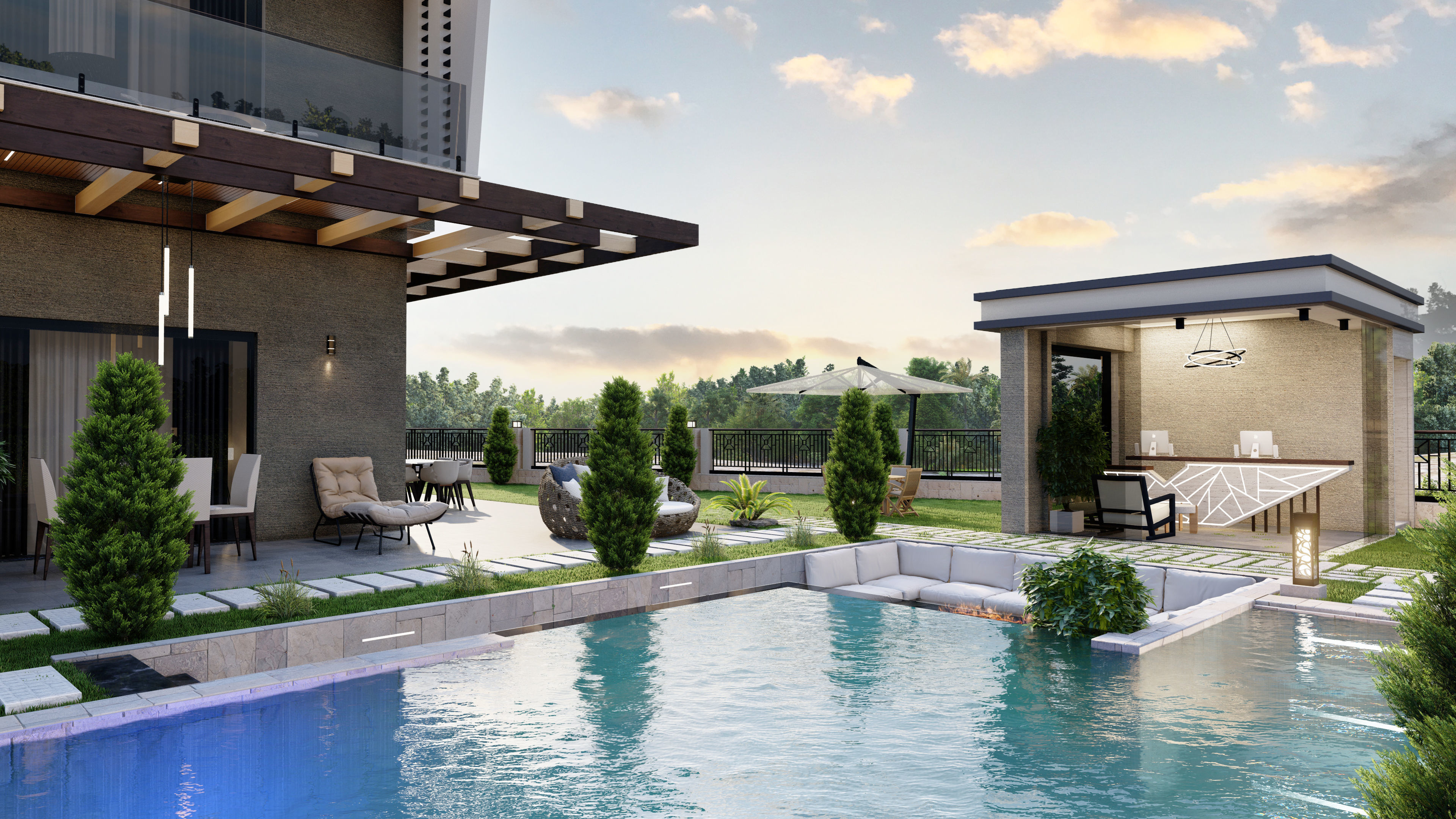 modern villa sketchup model code 58 3D model_12