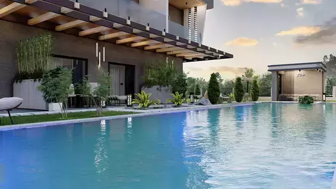 modern villa sketchup model code 58