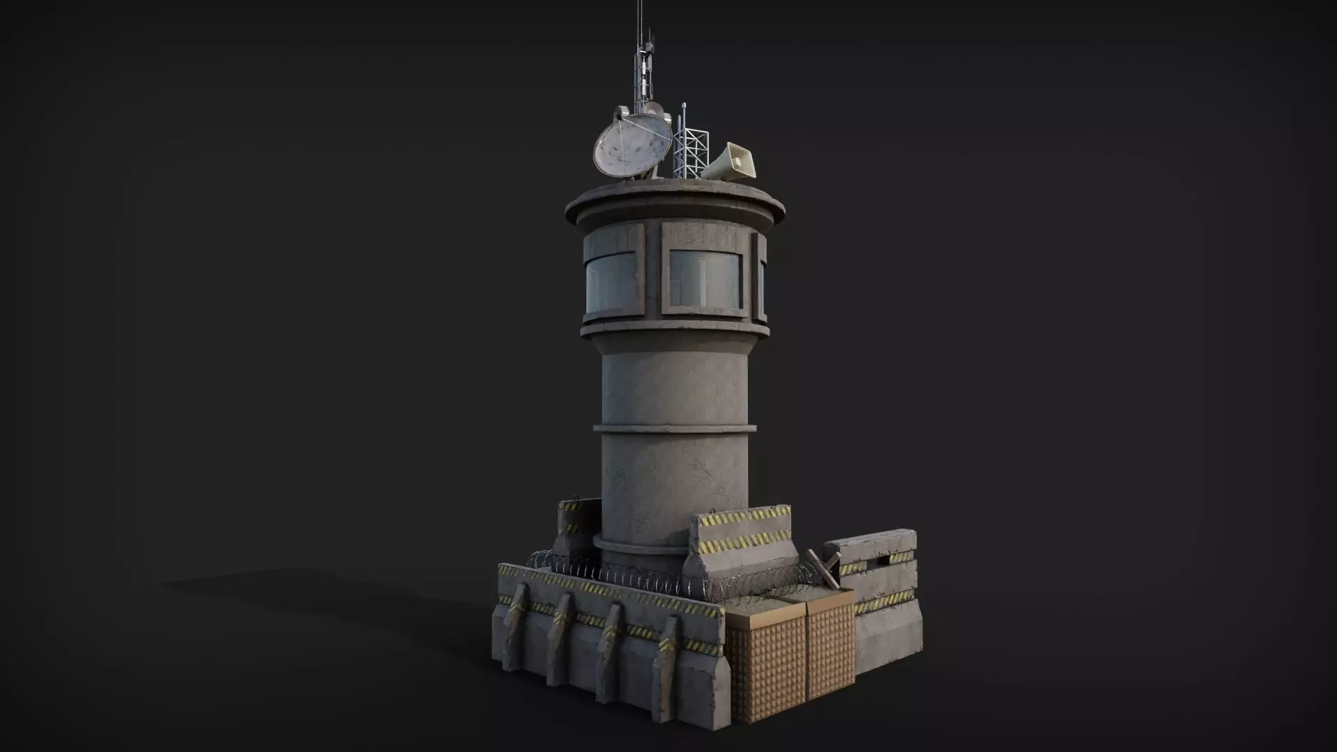 Watch Tower with barricades Low-poly 3D model_0