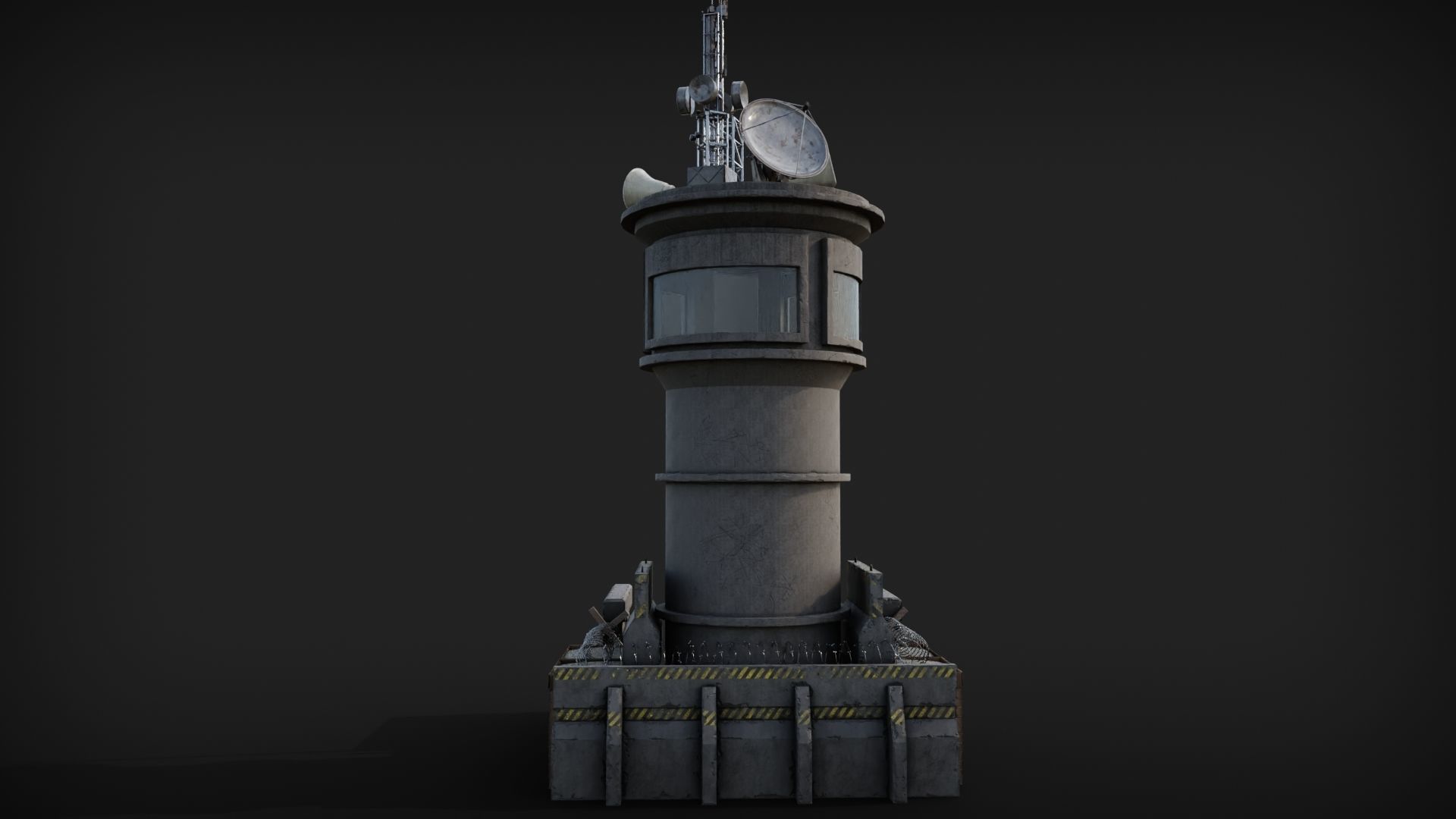 Watch Tower with barricades Low-poly 3D model_4