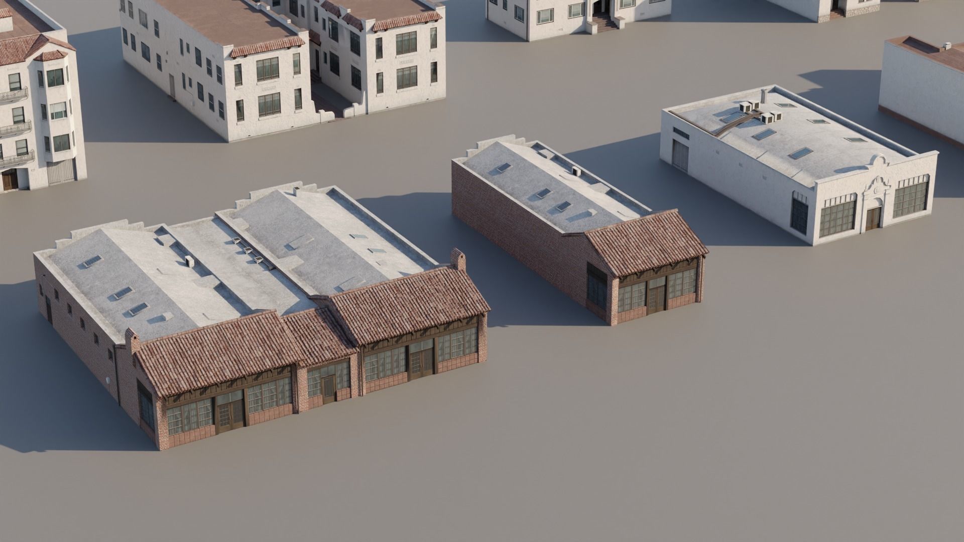 Spanish Revival - US West Coast California Buildings Low-poly 3D model_6