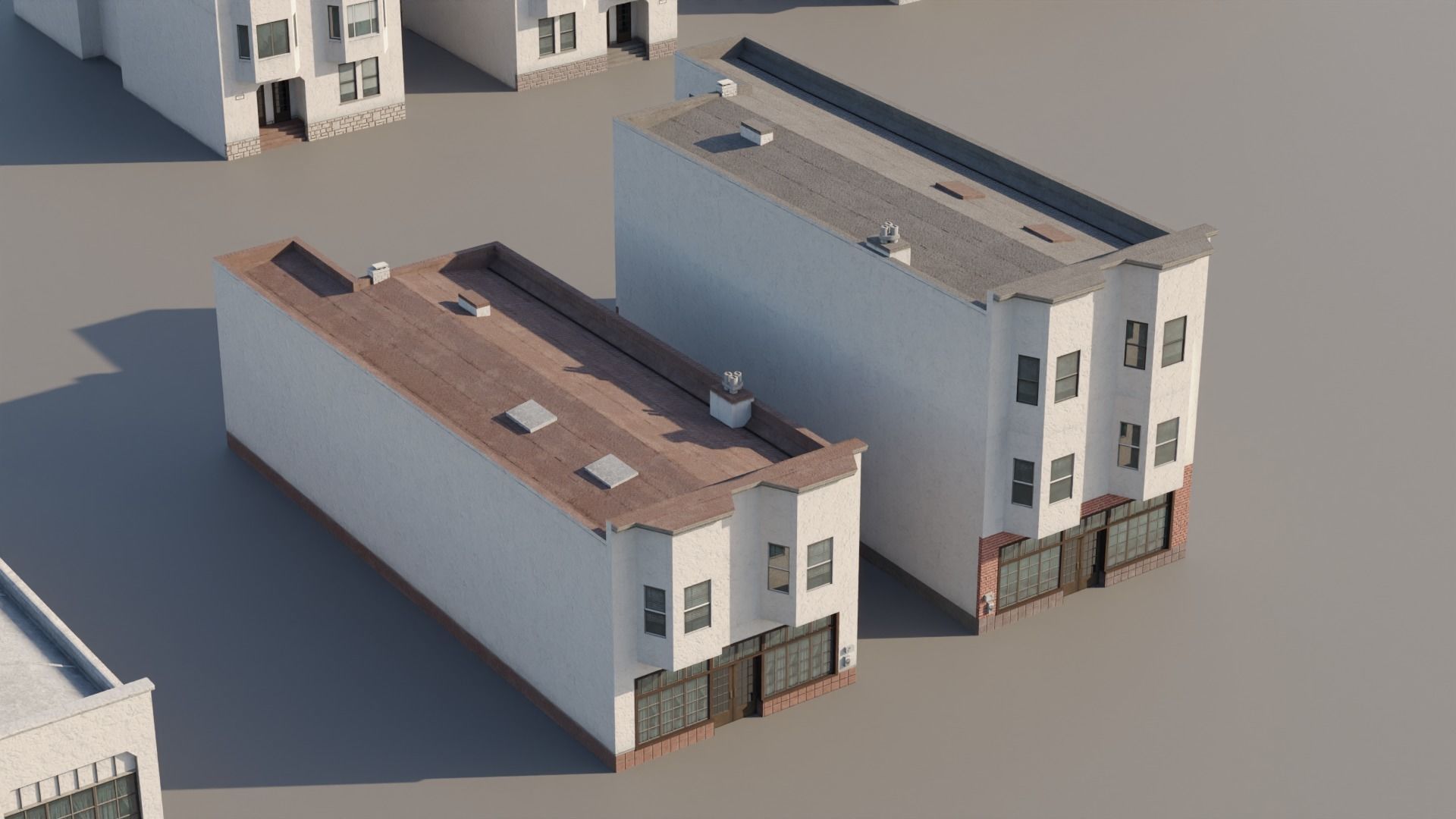 Spanish Revival - US West Coast California Buildings Low-poly 3D model_7