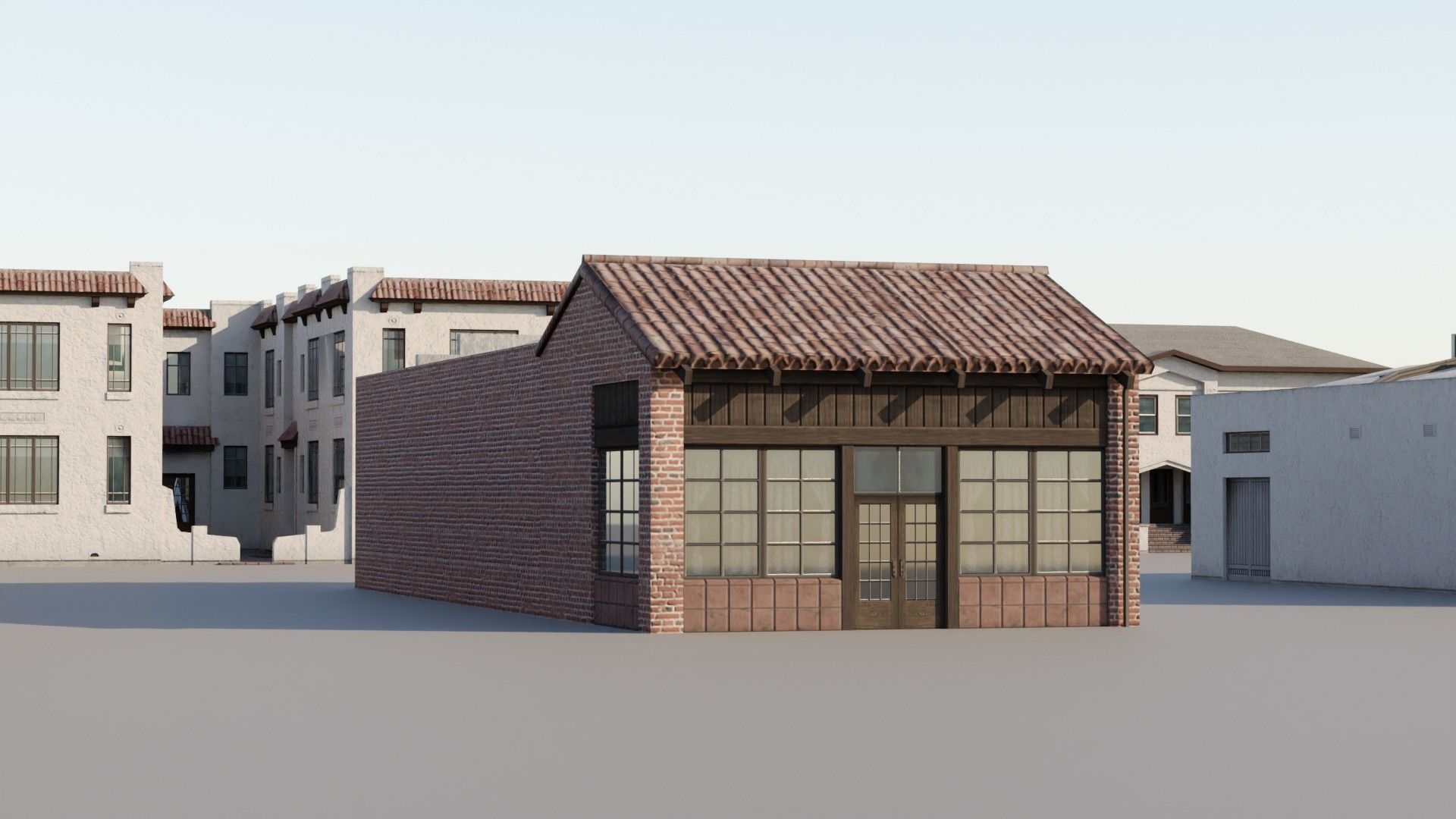 Spanish Revival - US West Coast California Buildings Low-poly 3D model_8