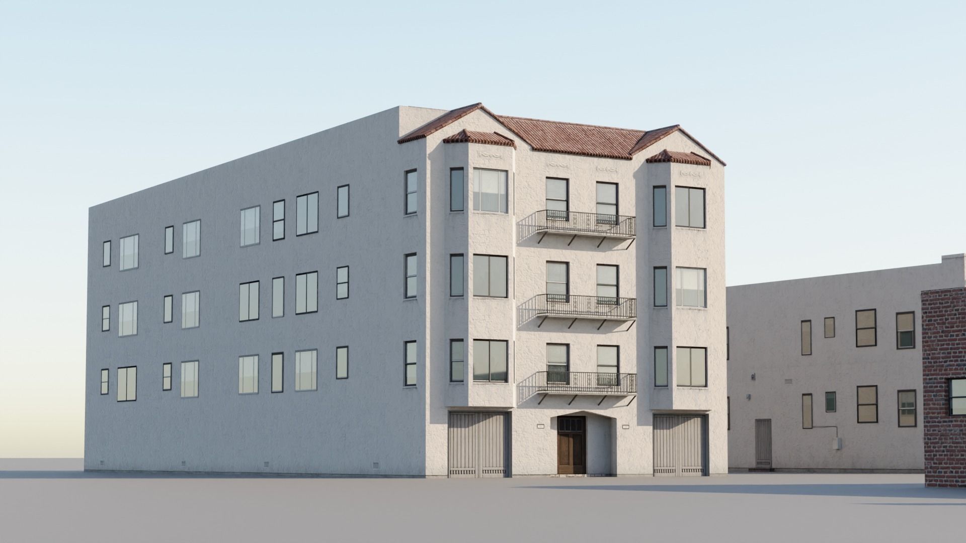 Spanish Revival - US West Coast California Buildings Low-poly 3D model_2