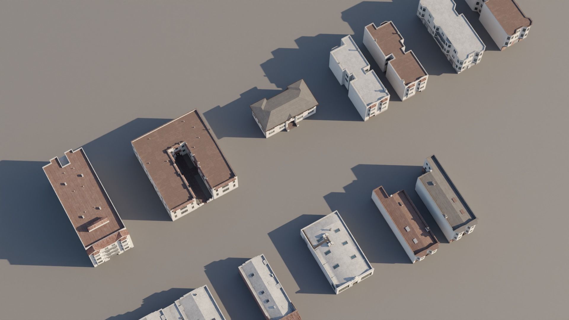 Spanish Revival - US West Coast California Buildings Low-poly 3D model_3