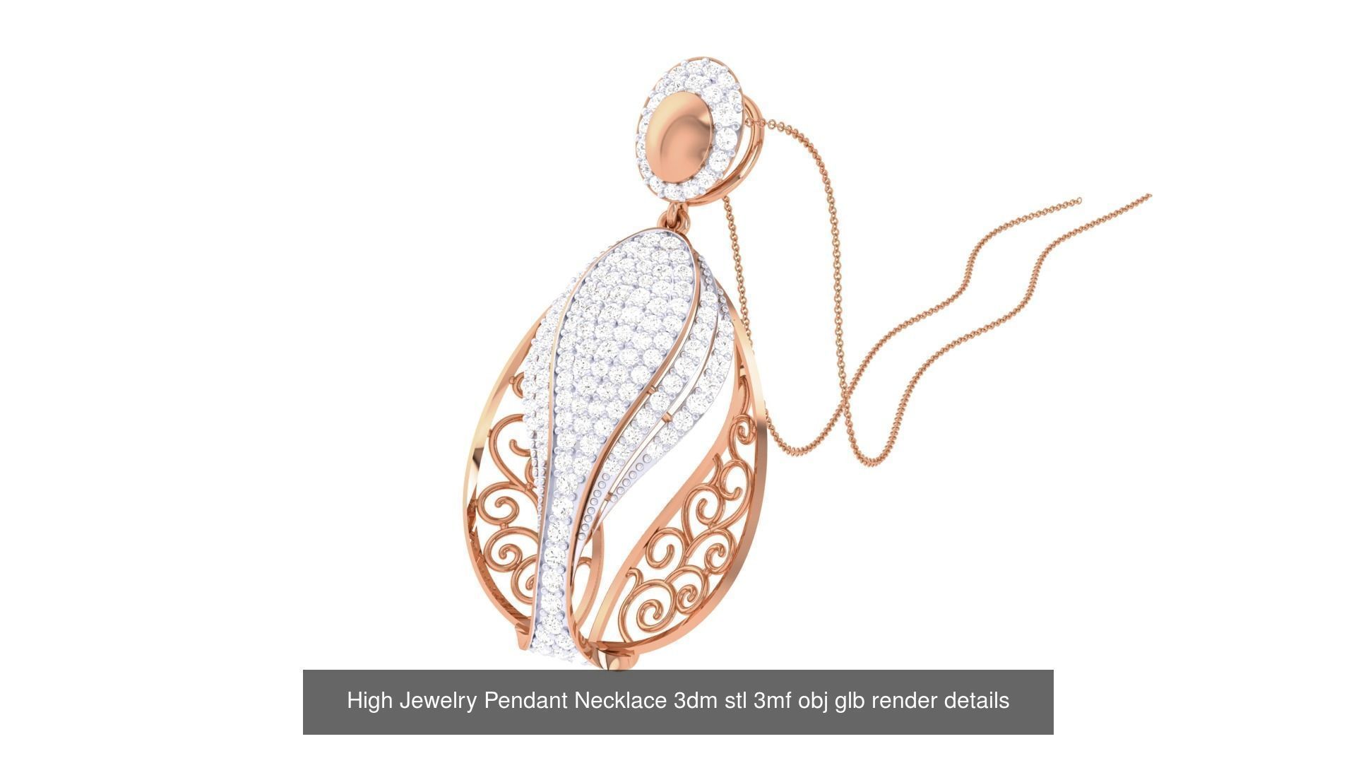 52 High Jewelry Pendant Necklace 3dm stl 3mf obj glb render 3D Model Collection_20