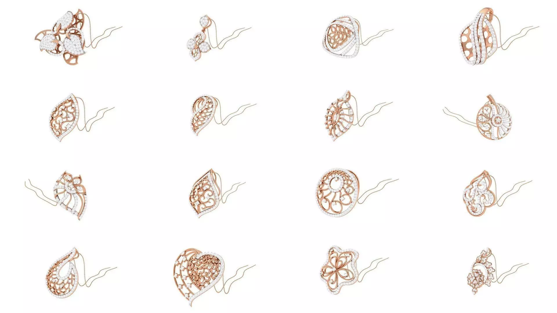 52 High Jewelry Pendant Necklace 3dm stl 3mf obj glb render 3D Model Collection_0