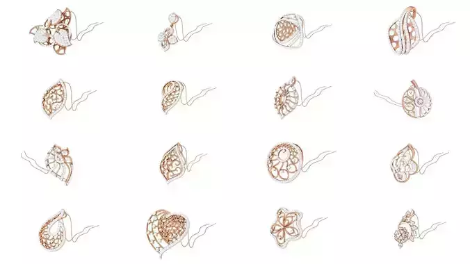 52 High Jewelry Pendant Necklace 3dm stl 3mf obj glb render 3D Model Collection