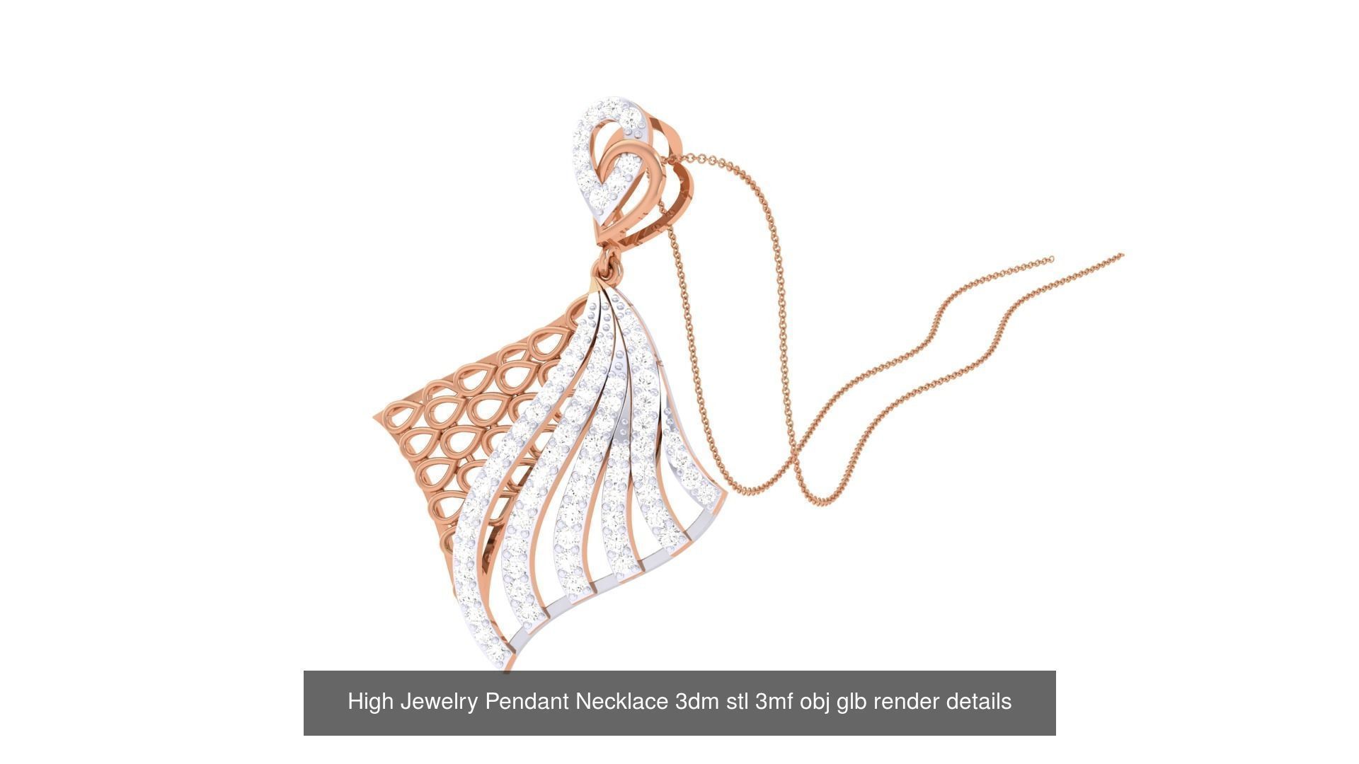 52 High Jewelry Pendant Necklace 3dm stl 3mf obj glb render 3D Model Collection_47