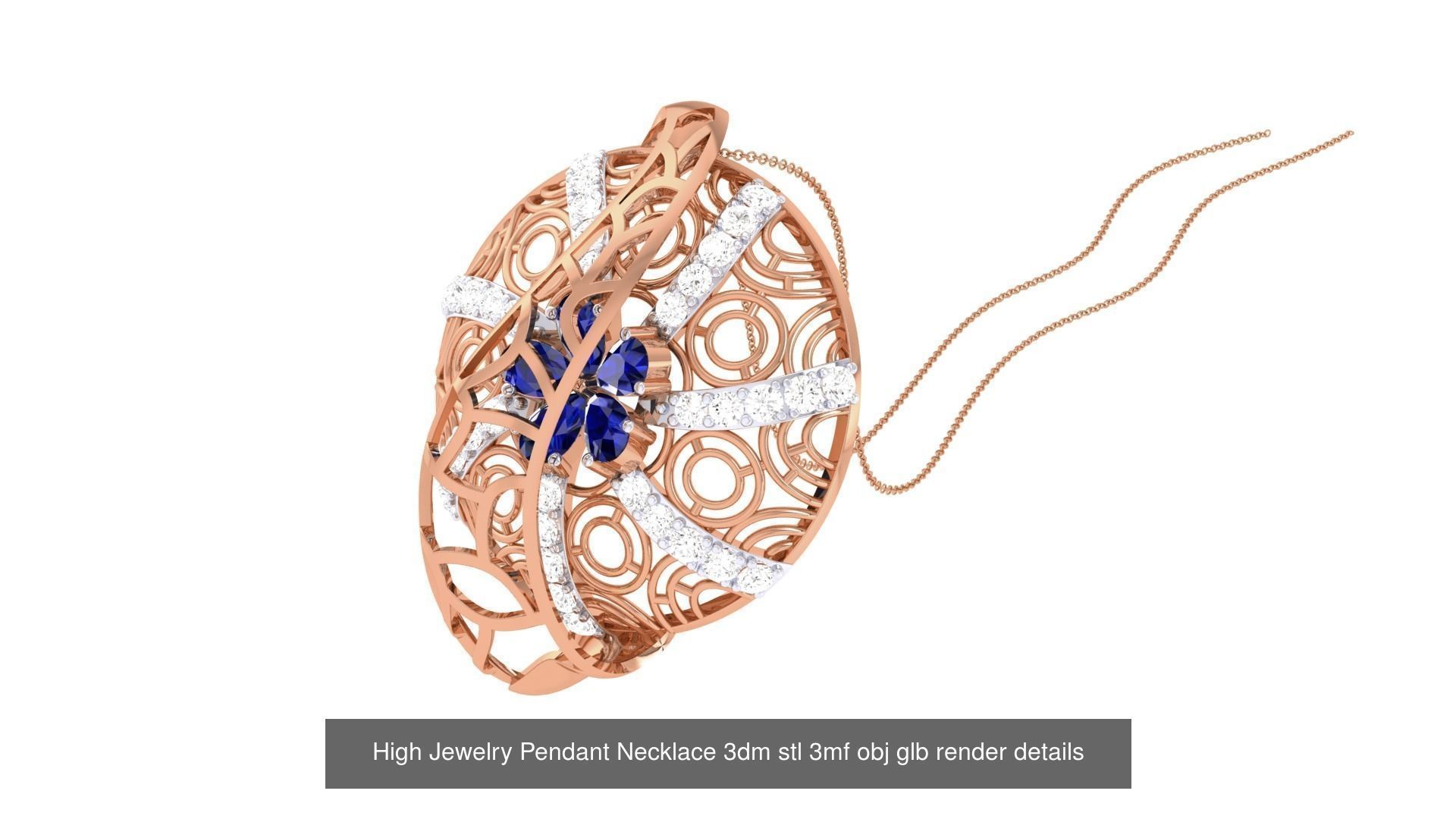 52 High Jewelry Pendant Necklace 3dm stl 3mf obj glb render 3D Model Collection_28