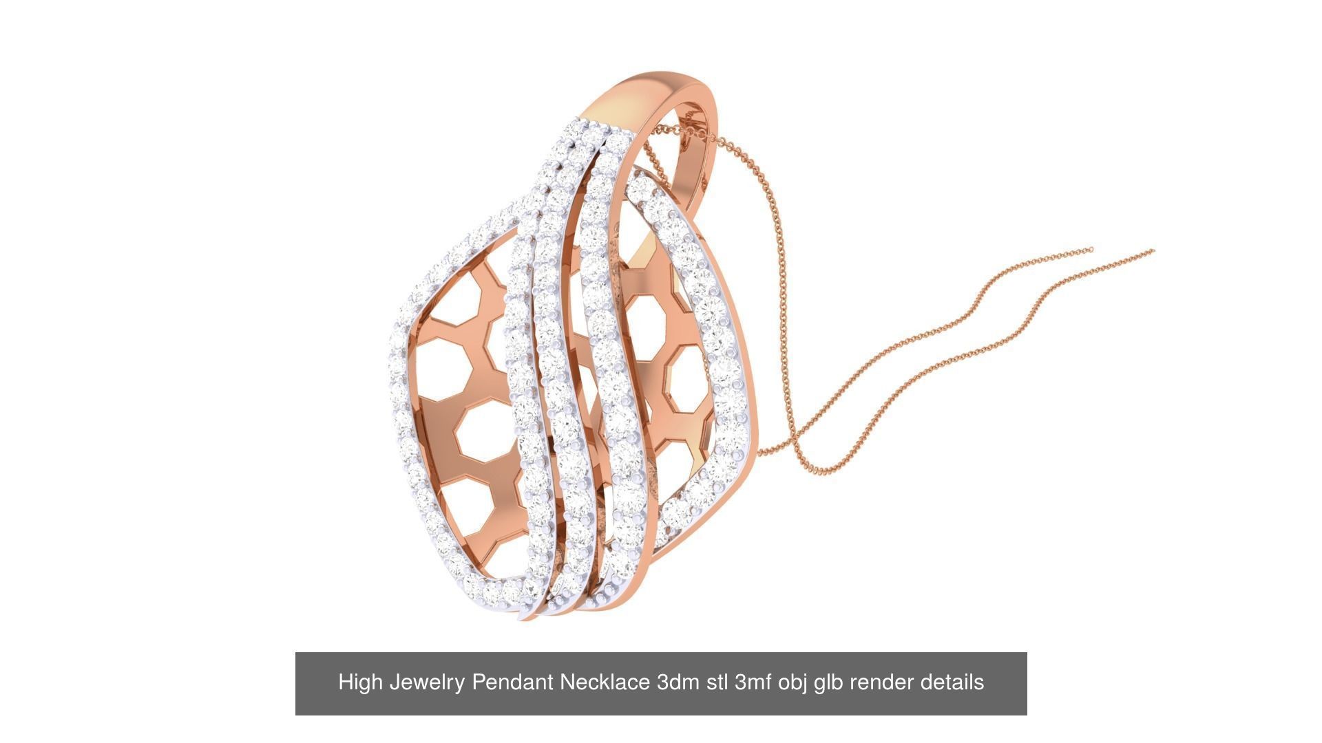 52 High Jewelry Pendant Necklace 3dm stl 3mf obj glb render 3D Model Collection_6