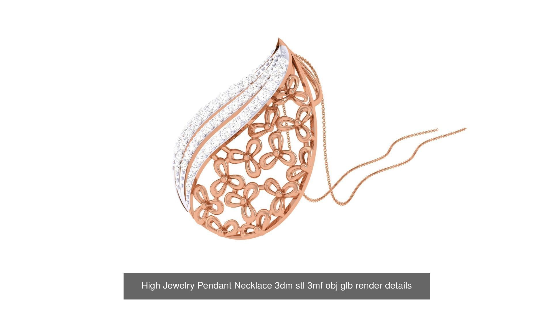 52 High Jewelry Pendant Necklace 3dm stl 3mf obj glb render 3D Model Collection_54