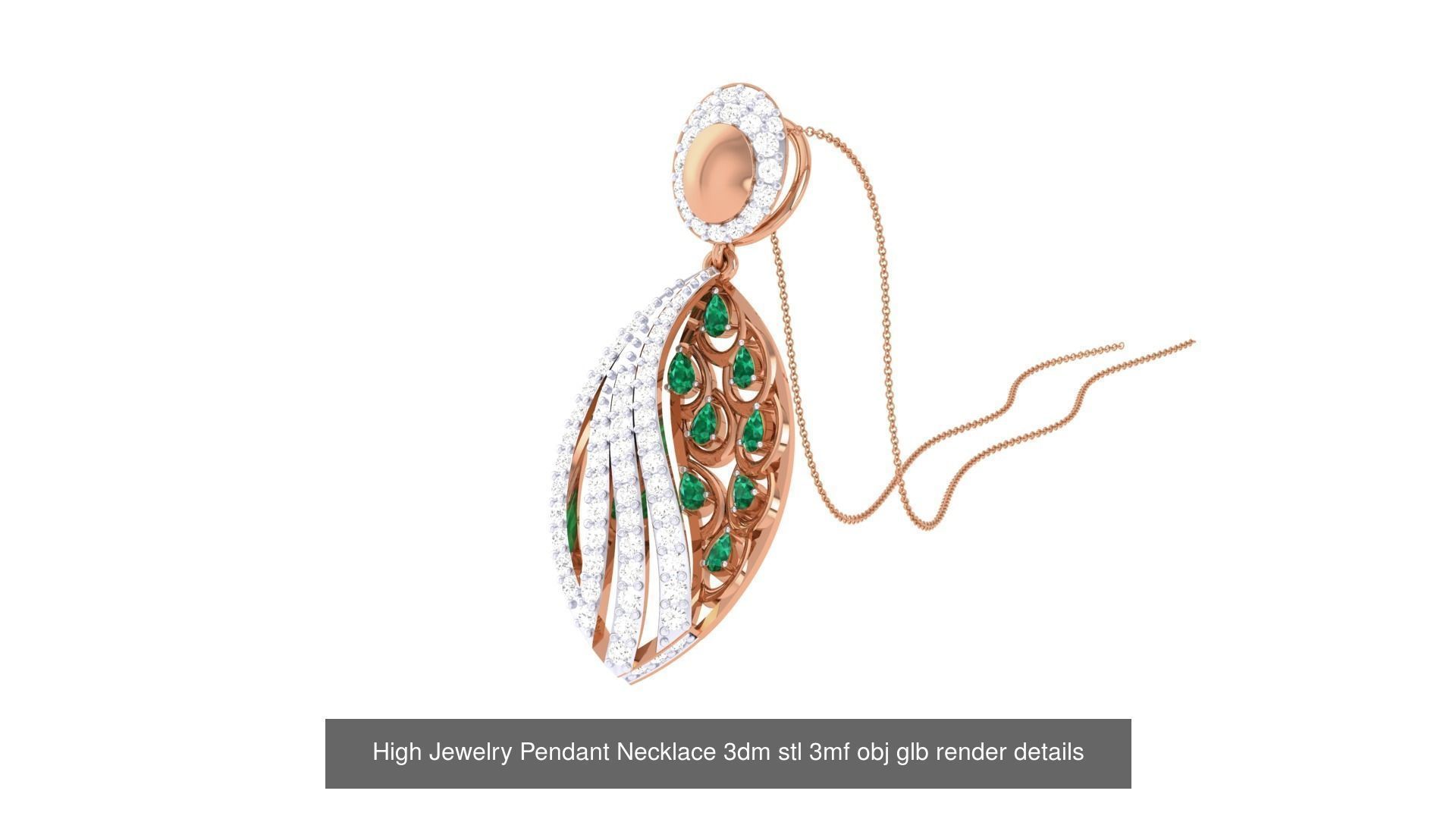 52 High Jewelry Pendant Necklace 3dm stl 3mf obj glb render 3D Model Collection_34