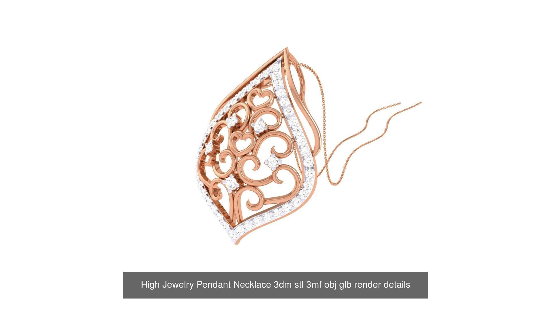 52 High Jewelry Pendant Necklace 3dm stl 3mf obj glb render 3D Model Collection_12