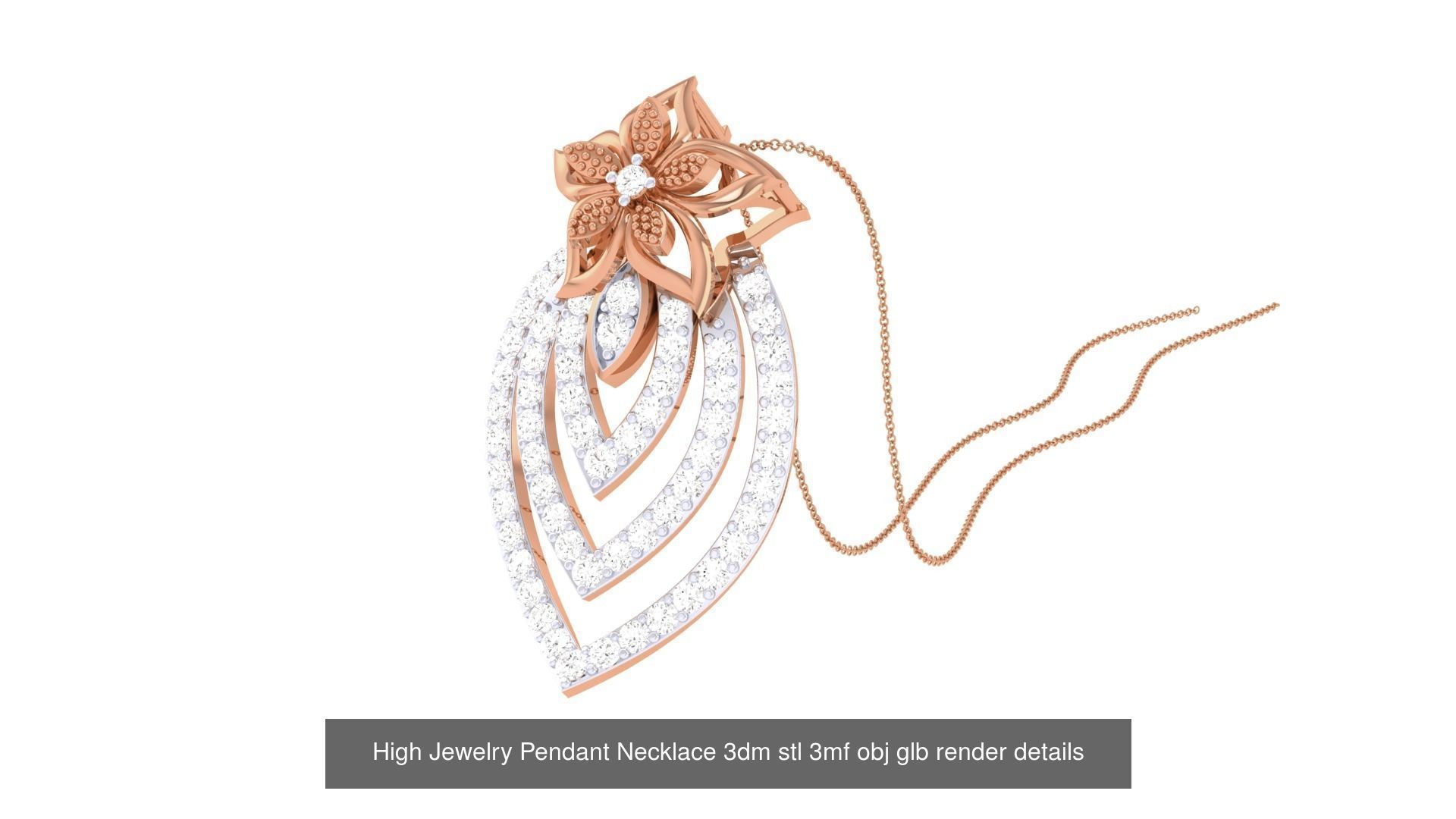 52 High Jewelry Pendant Necklace 3dm stl 3mf obj glb render 3D Model Collection_38