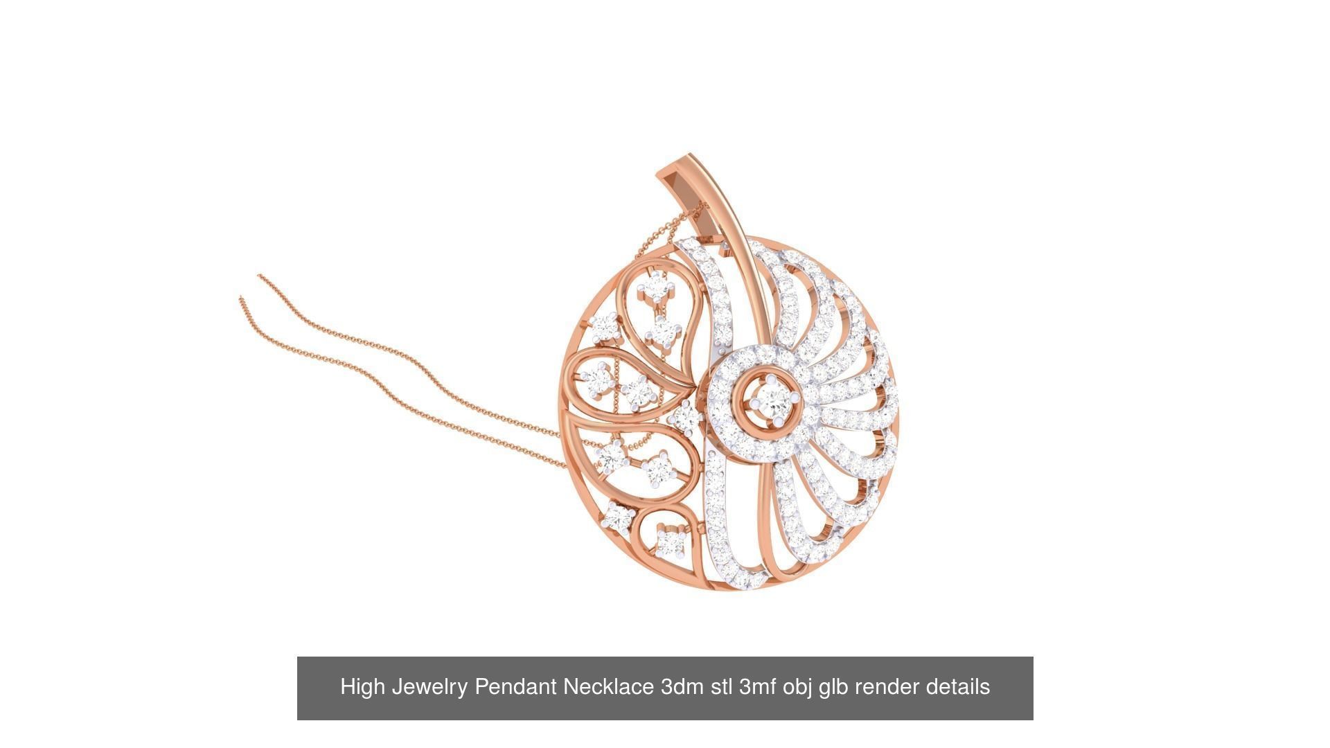 52 High Jewelry Pendant Necklace 3dm stl 3mf obj glb render 3D Model Collection_10