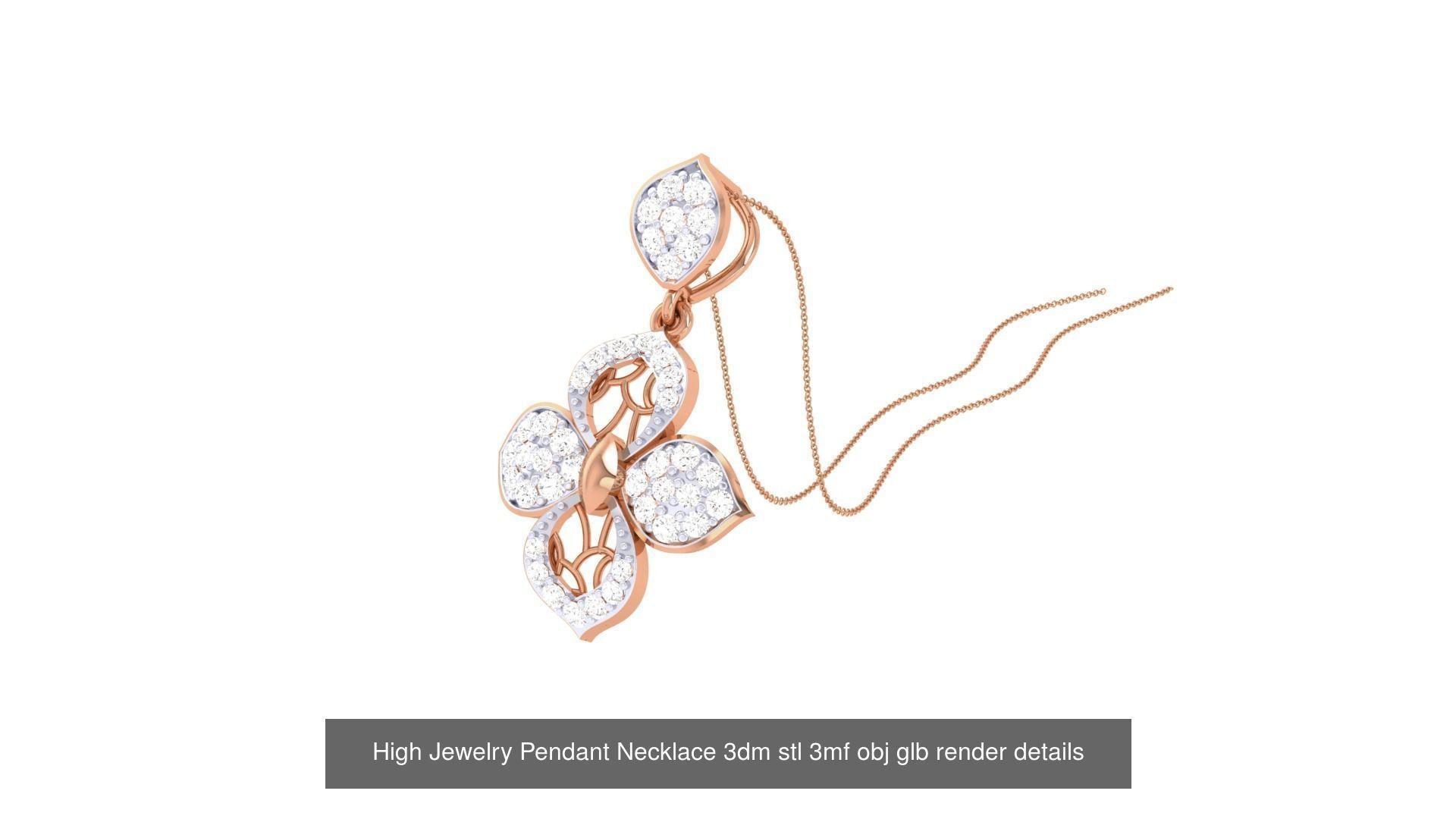 52 High Jewelry Pendant Necklace 3dm stl 3mf obj glb render 3D Model Collection_4