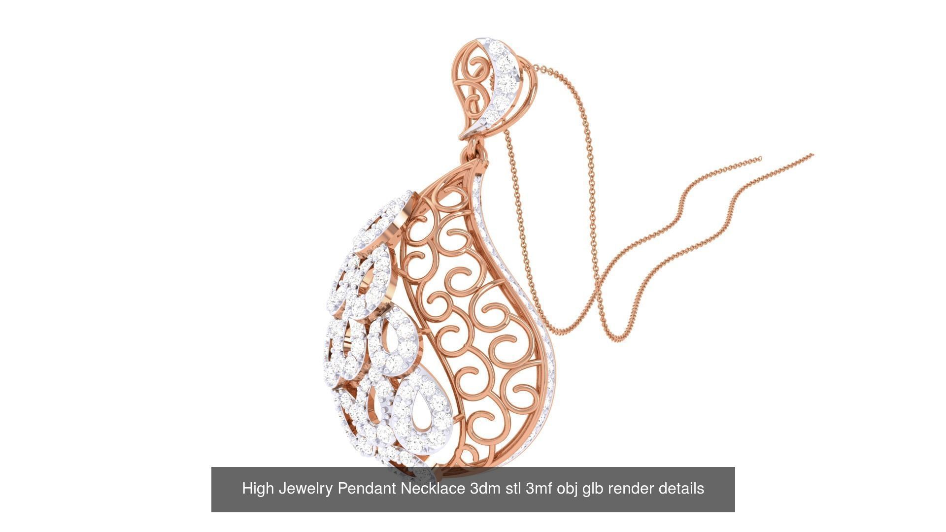 52 High Jewelry Pendant Necklace 3dm stl 3mf obj glb render 3D Model Collection_33