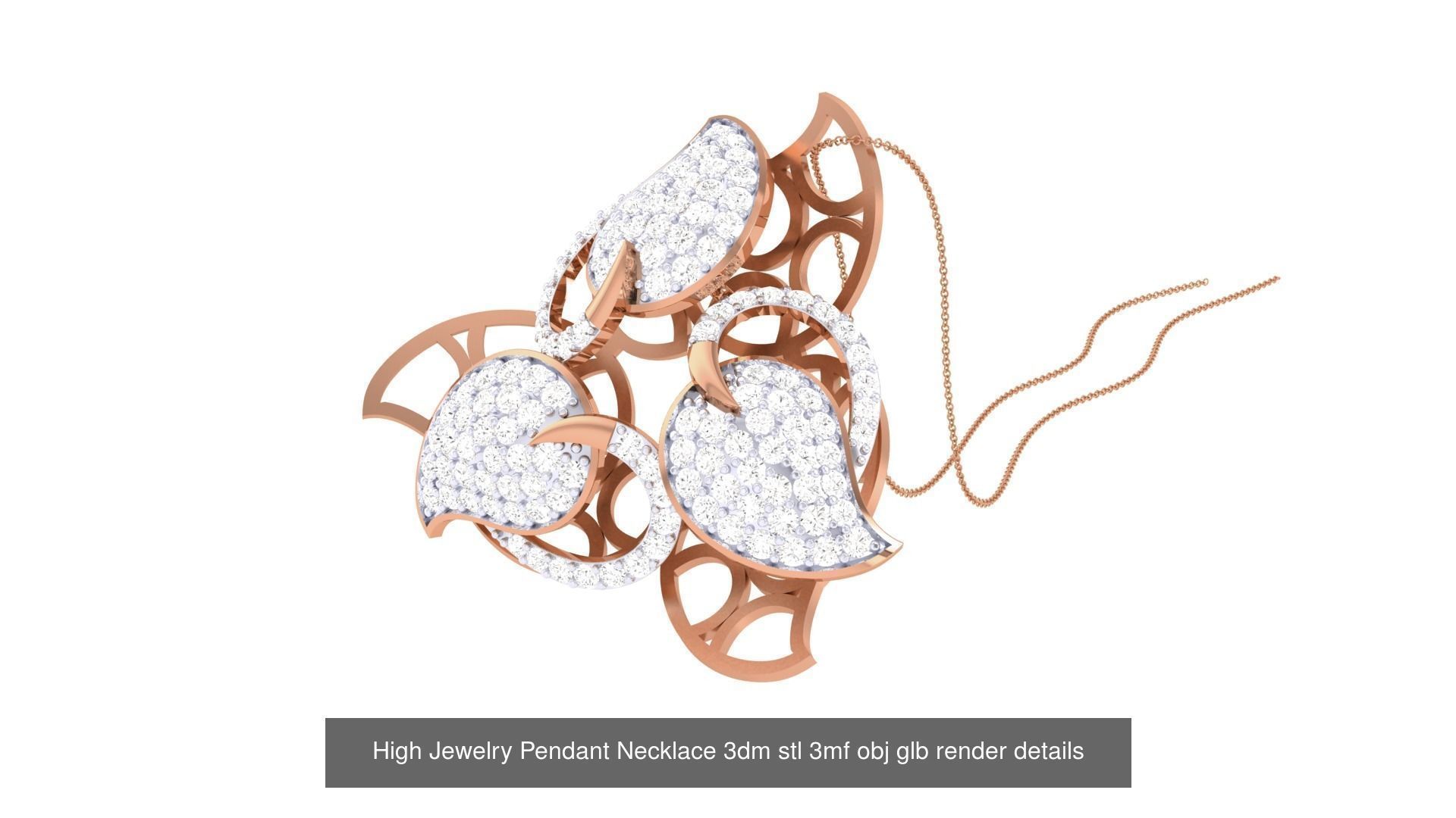 52 High Jewelry Pendant Necklace 3dm stl 3mf obj glb render 3D Model Collection_3