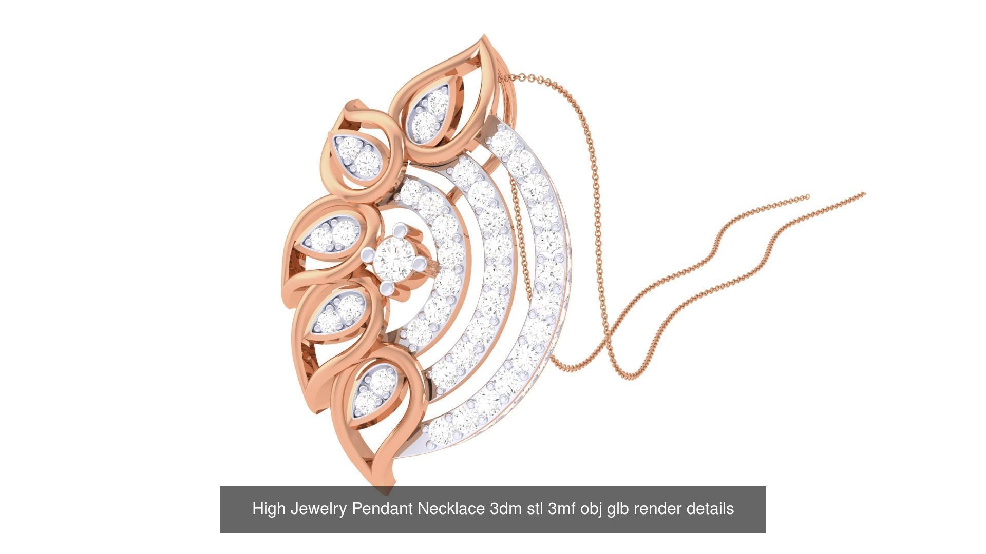 52 High Jewelry Pendant Necklace 3dm stl 3mf obj glb render 3D Model Collection_36