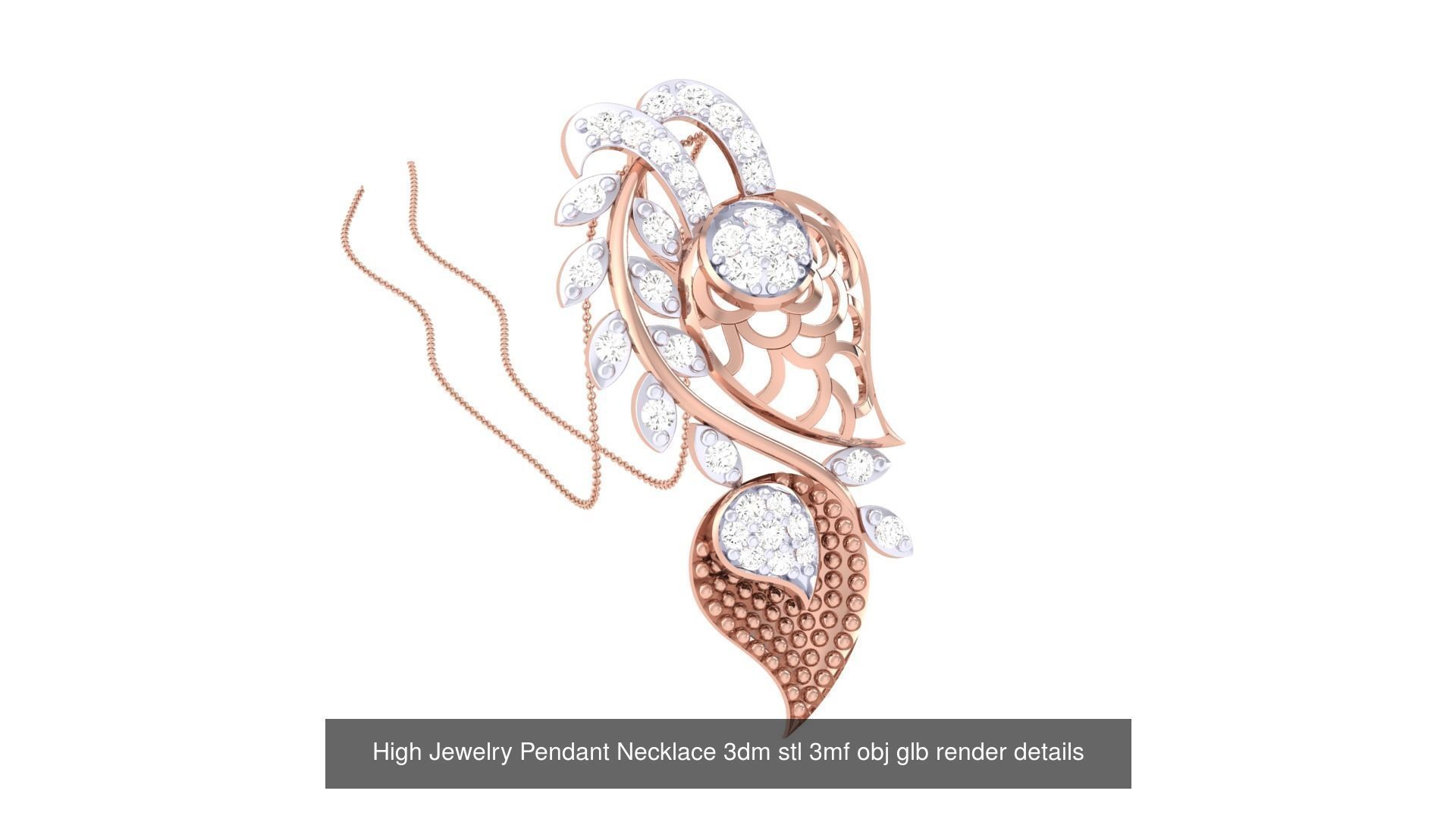 52 High Jewelry Pendant Necklace 3dm stl 3mf obj glb render 3D Model Collection_41