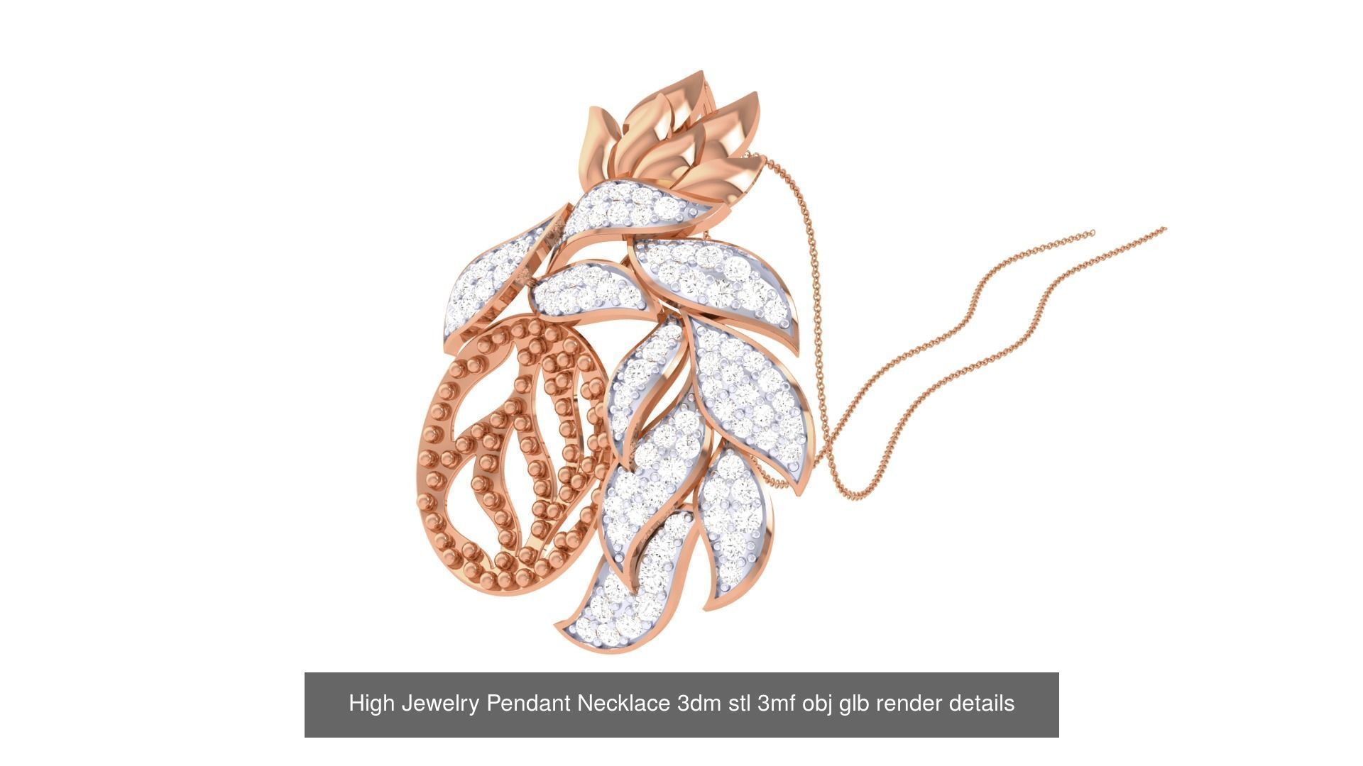 52 High Jewelry Pendant Necklace 3dm stl 3mf obj glb render 3D Model Collection_40