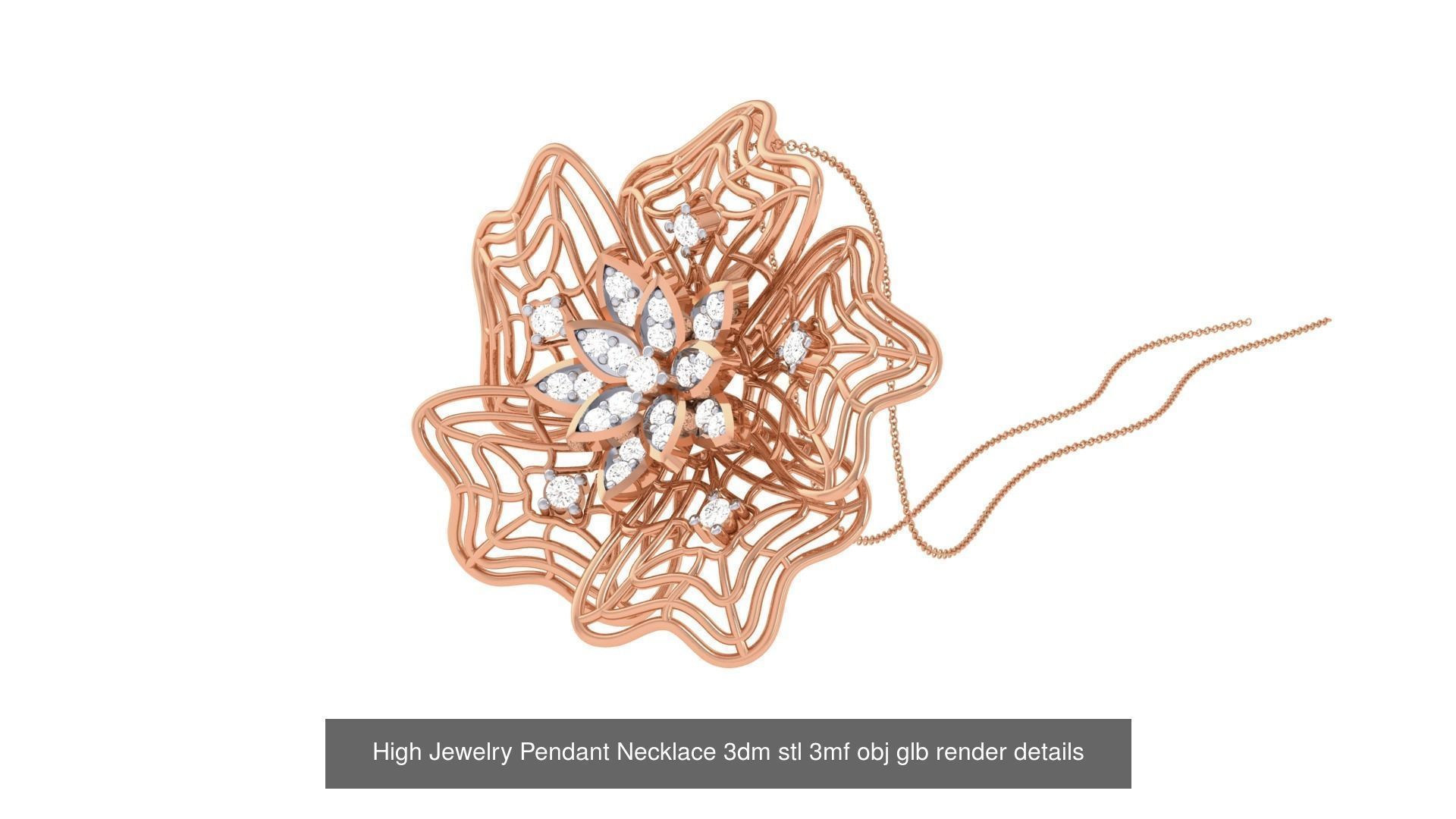 52 High Jewelry Pendant Necklace 3dm stl 3mf obj glb render 3D Model Collection_23