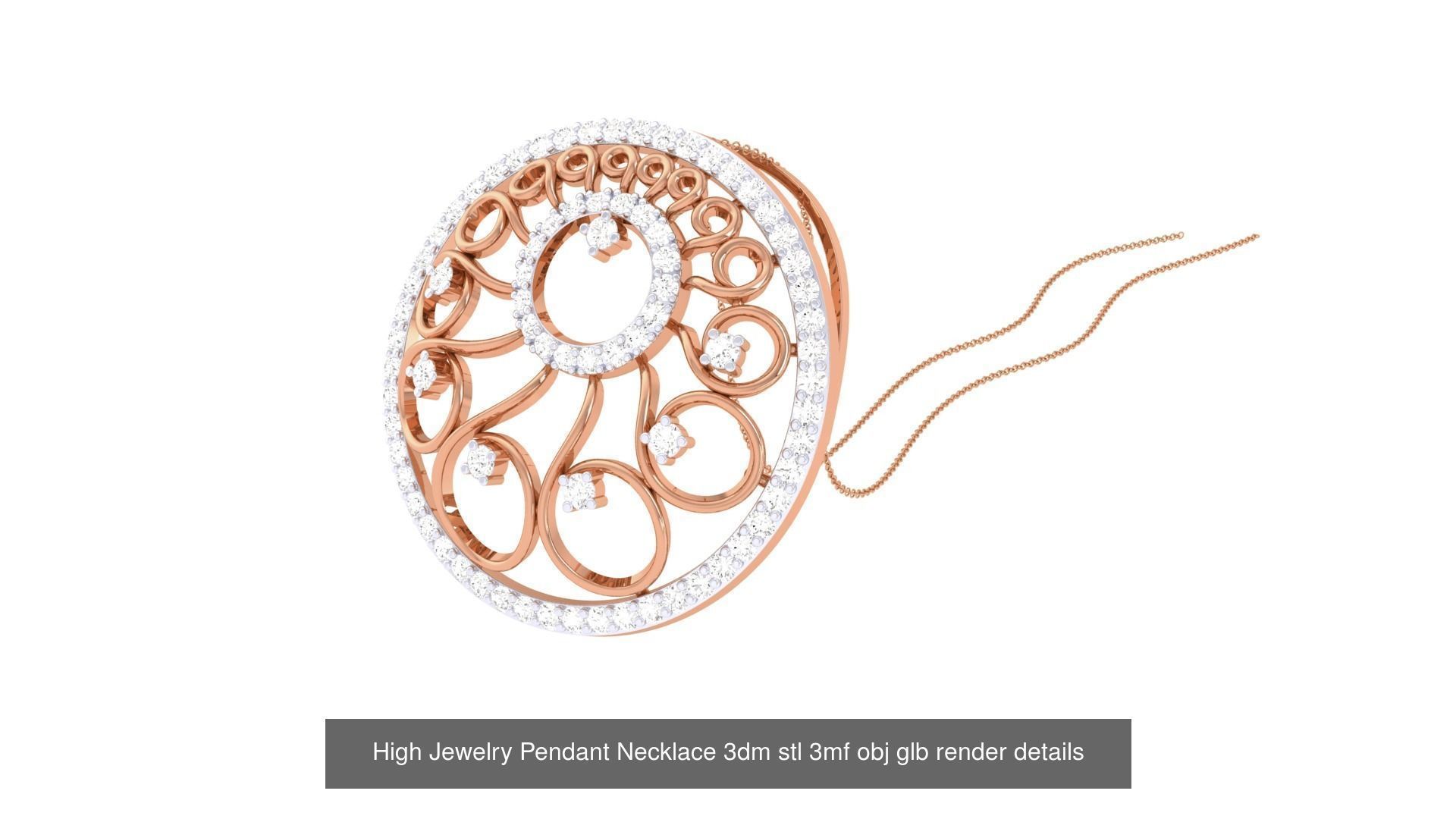 52 High Jewelry Pendant Necklace 3dm stl 3mf obj glb render 3D Model Collection_13