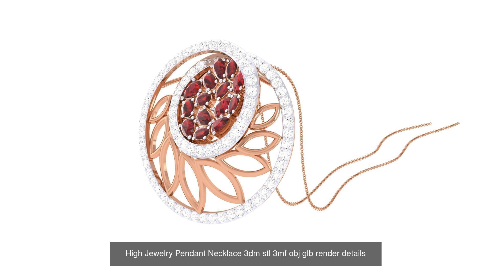 52 High Jewelry Pendant Necklace 3dm stl 3mf obj glb render 3D Model Collection_37