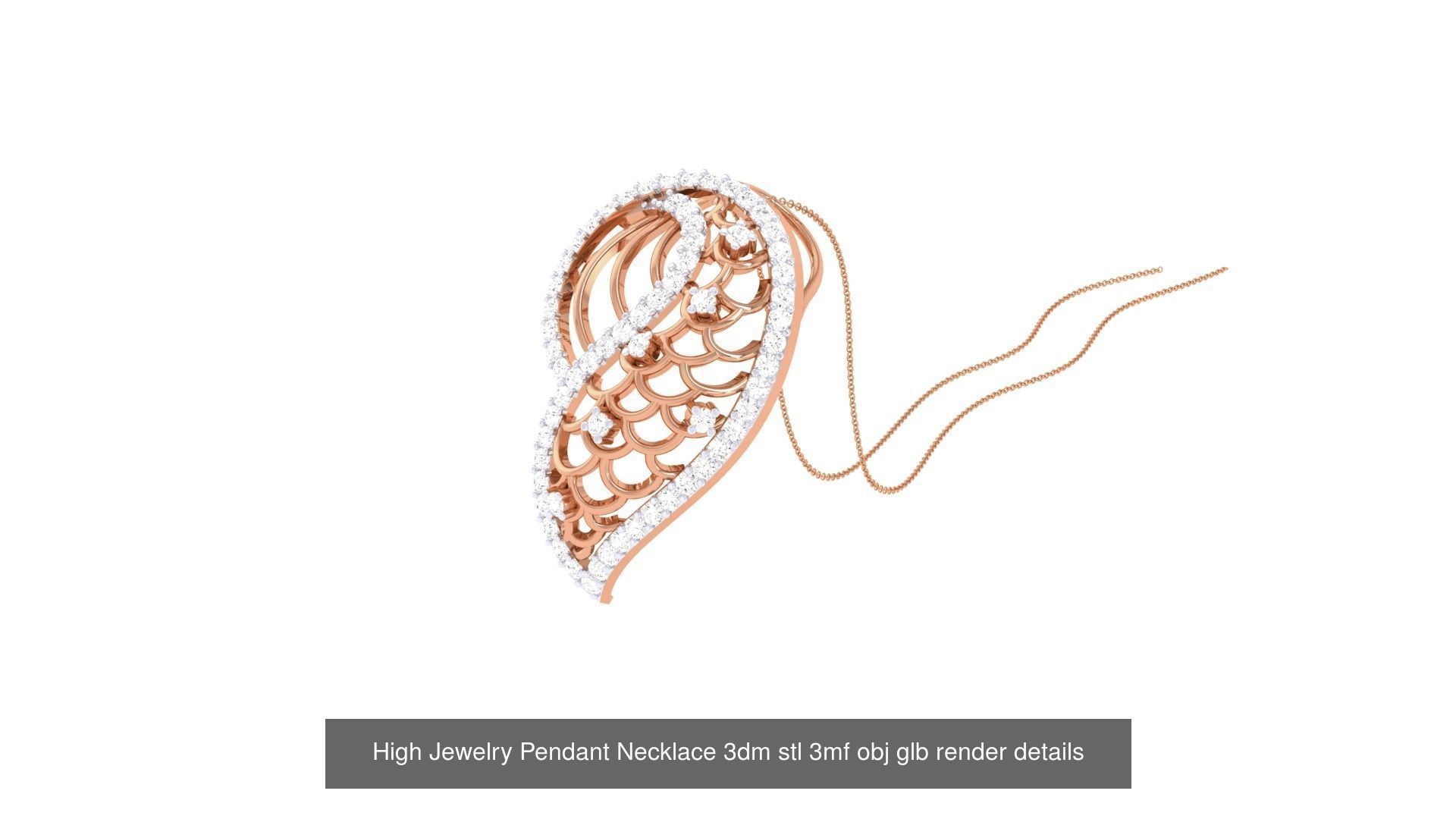 52 High Jewelry Pendant Necklace 3dm stl 3mf obj glb render 3D Model Collection_8