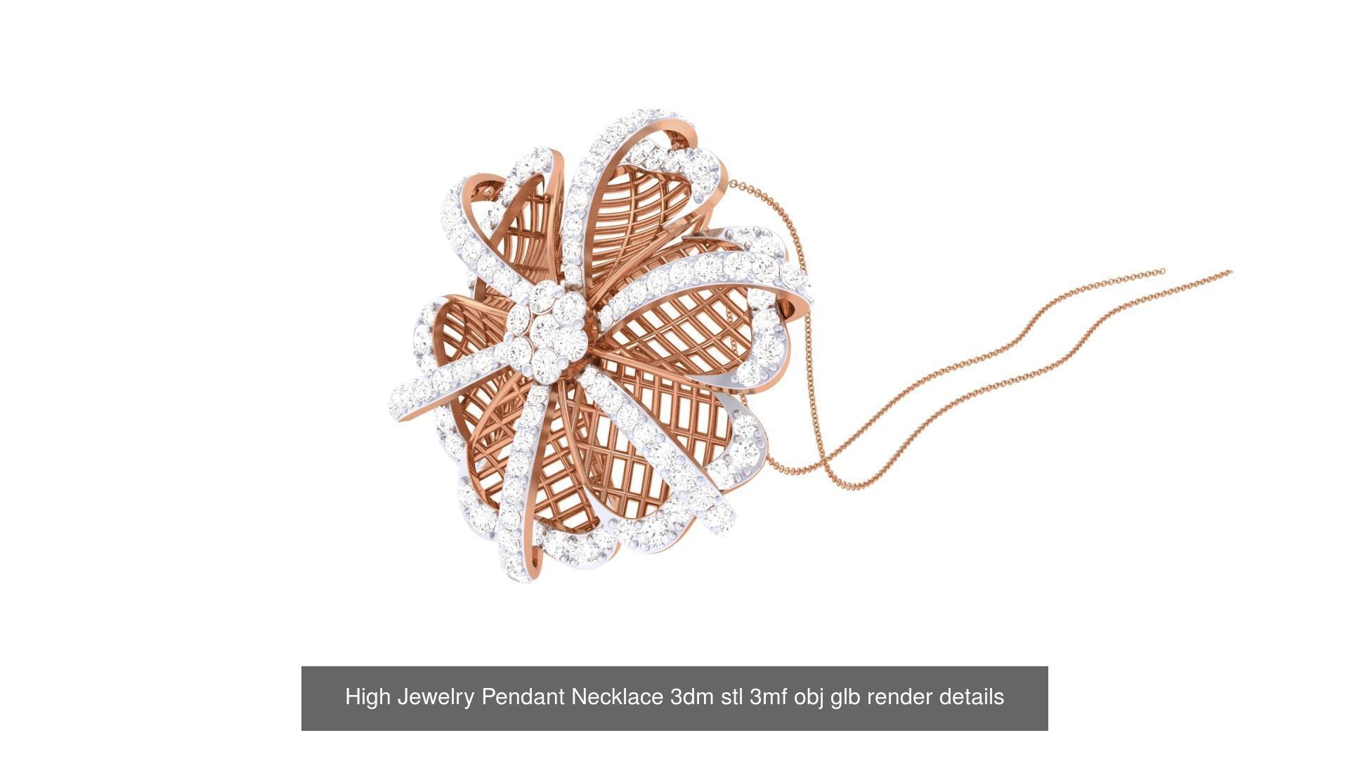 52 High Jewelry Pendant Necklace 3dm stl 3mf obj glb render 3D Model Collection_39