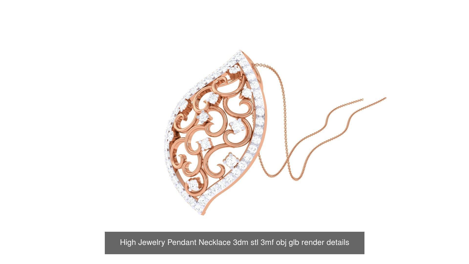 52 High Jewelry Pendant Necklace 3dm stl 3mf obj glb render 3D Model Collection_7