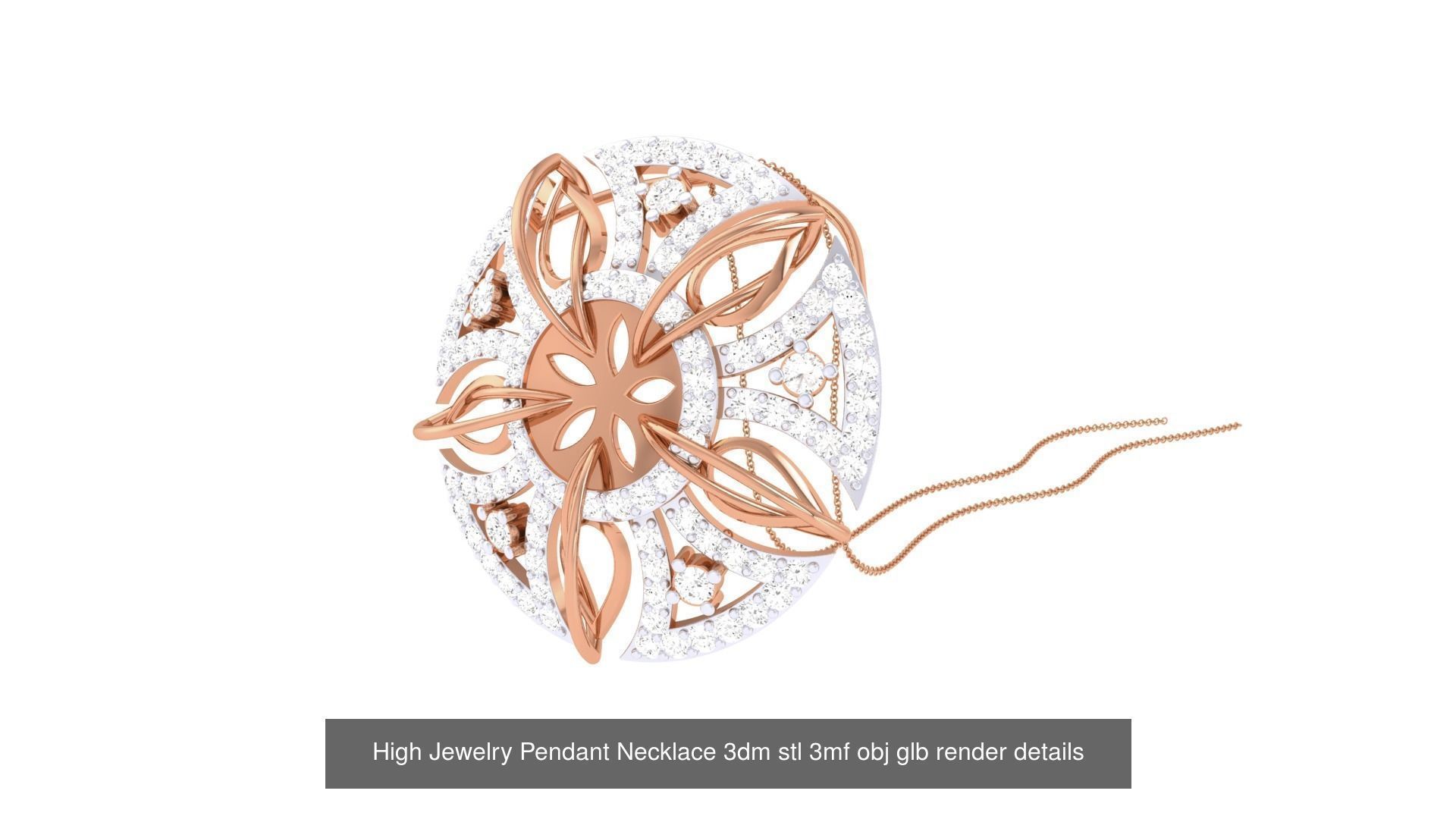 52 High Jewelry Pendant Necklace 3dm stl 3mf obj glb render 3D Model Collection_49