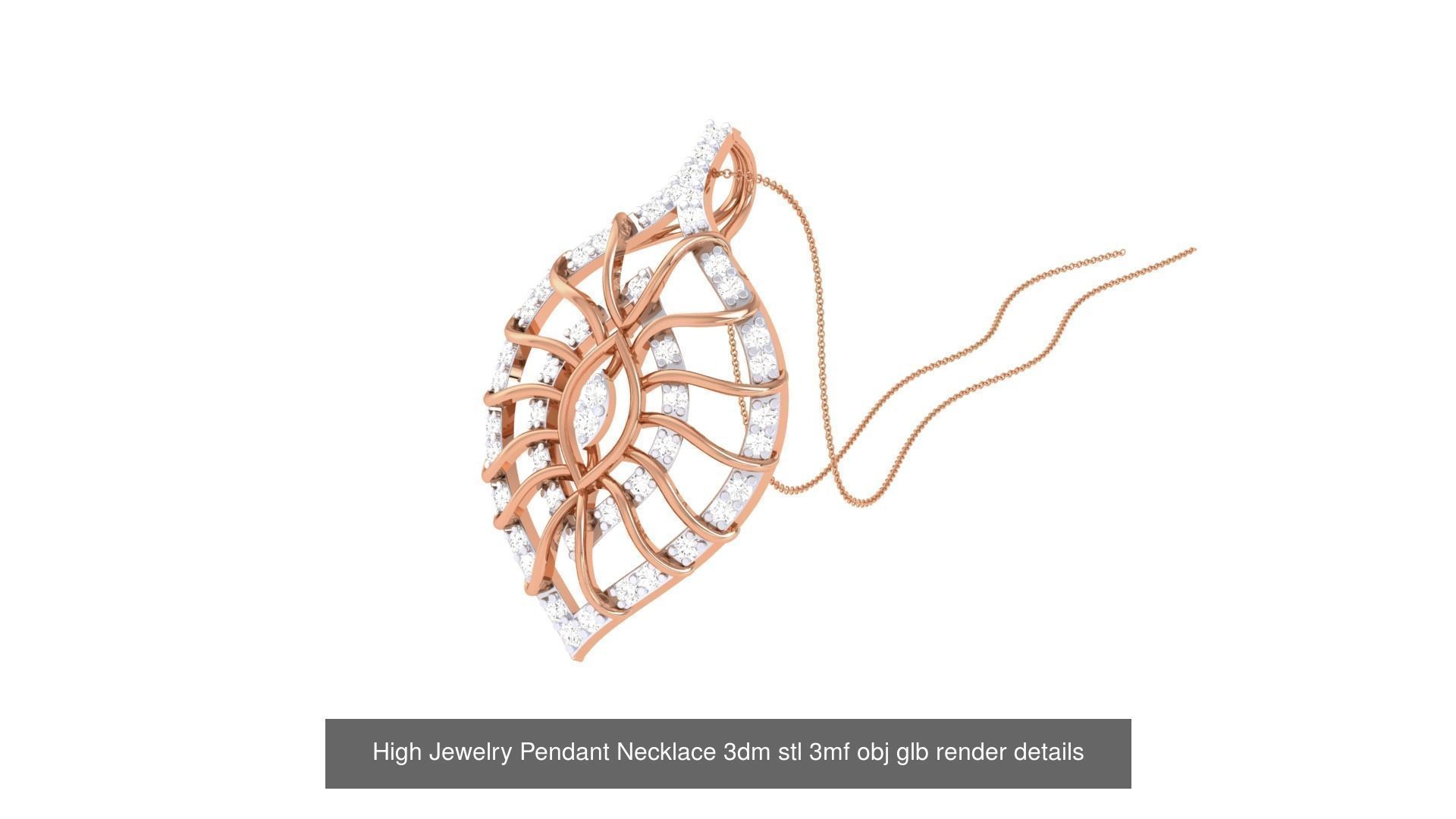 52 High Jewelry Pendant Necklace 3dm stl 3mf obj glb render 3D Model Collection_9