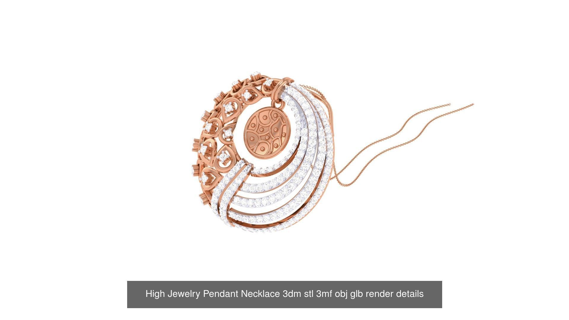 52 High Jewelry Pendant Necklace 3dm stl 3mf obj glb render 3D Model Collection_44