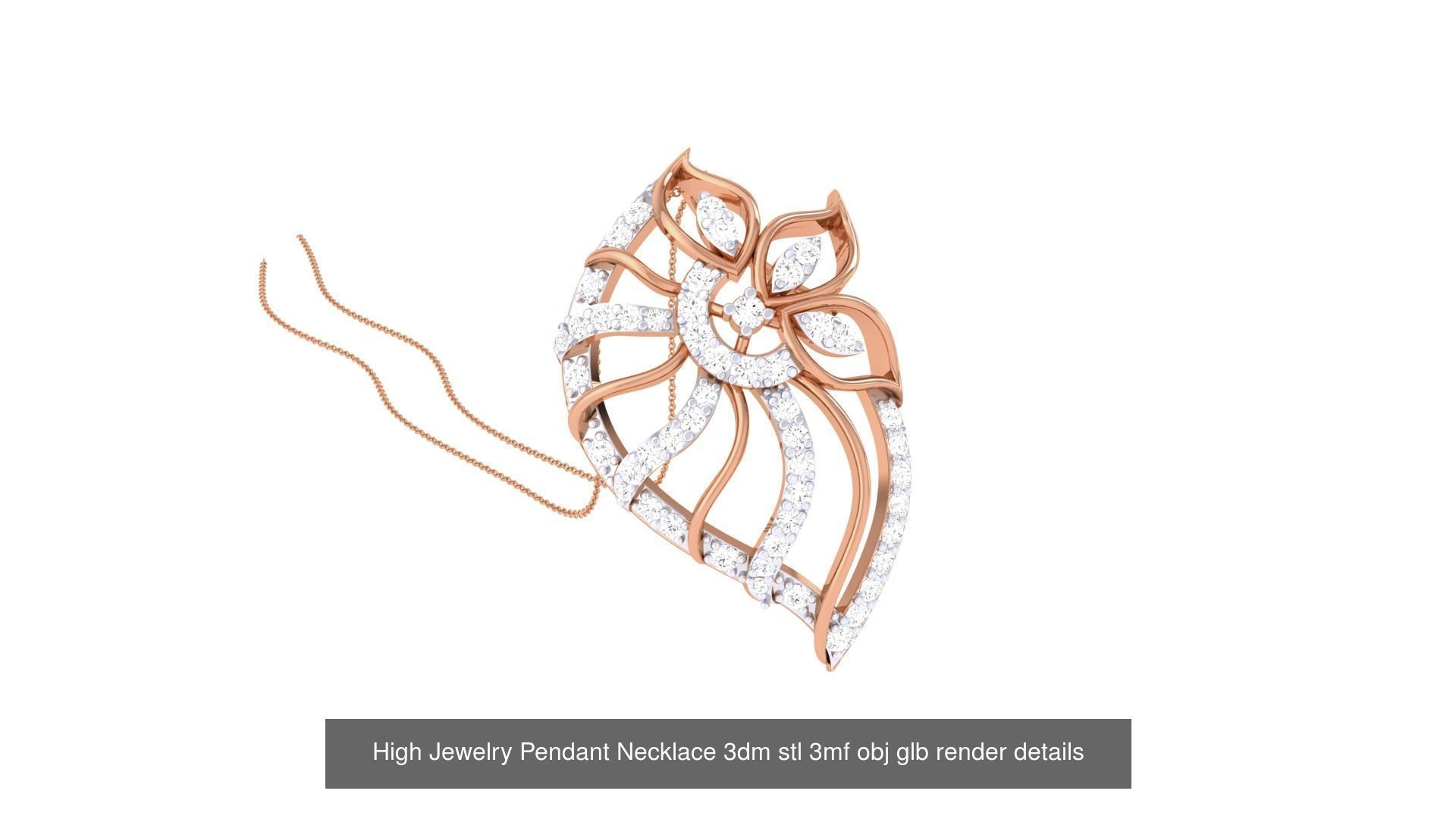 52 High Jewelry Pendant Necklace 3dm stl 3mf obj glb render 3D Model Collection_11